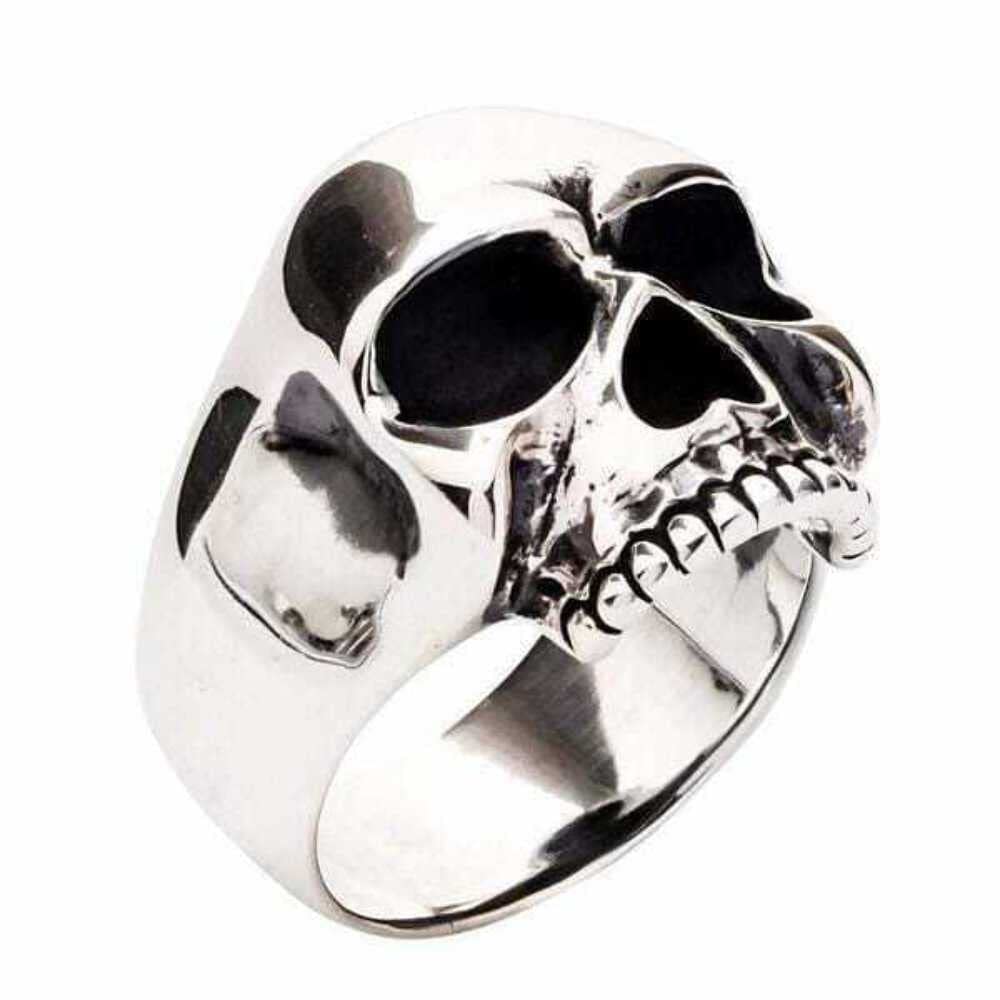 Sterling Silver Skull Ring for Men - Keith Richards Inspired Biker Jewelry - Perfect for Bikers, Rock Fans & Edgy Fashion Lovers