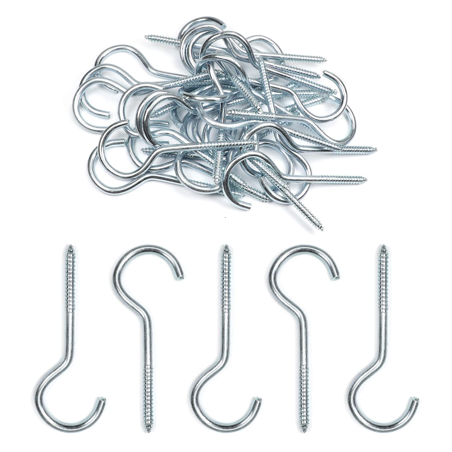 75mm Silver Eyelet Screw Hooks - 30PCS Heavy Duty Ceiling Hooks for Hanging Plants, Christmas Lights & Outdoor String Lights - Perfect for Home Decor, Garden & Holiday Lighting