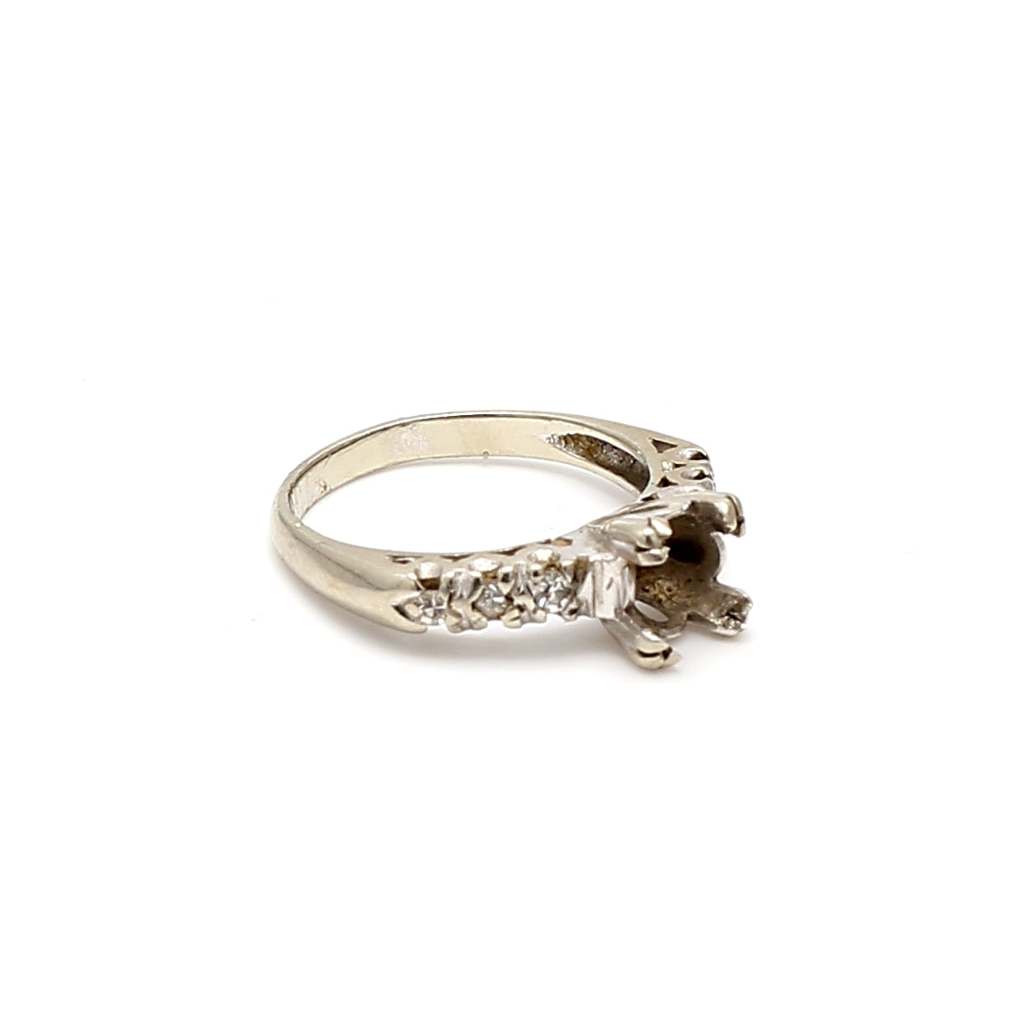 0.08 Carat Round Brilliant Diamond 14K White Gold Semi Mount Ring - Perfect for Engagement, Wedding, Anniversary & Promise Rings (Dainty & Elegant Jewelry Gift)