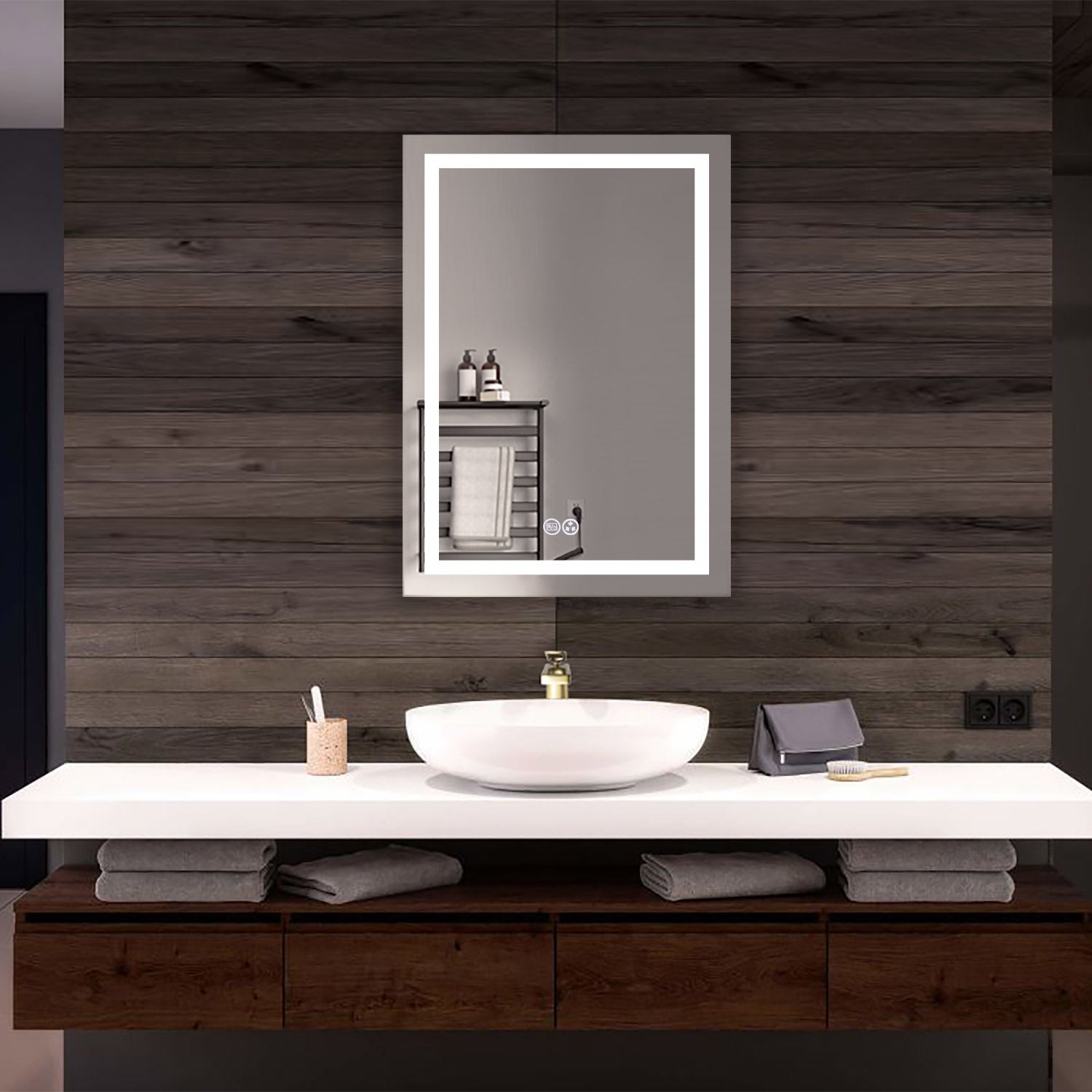 MSL105 24X32 Inch Anti-Fog LED Bathroom Mirror with Touch Sensor - Perfect for Makeup, Shaving & Home Decor
