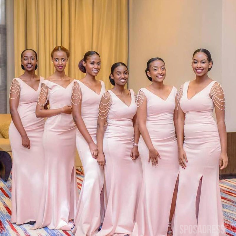 Elegant Mermaid V-Neck Side Slit Long Bridesmaid Dress - WG845 | Perfect for Weddings, Prom & Formal Events