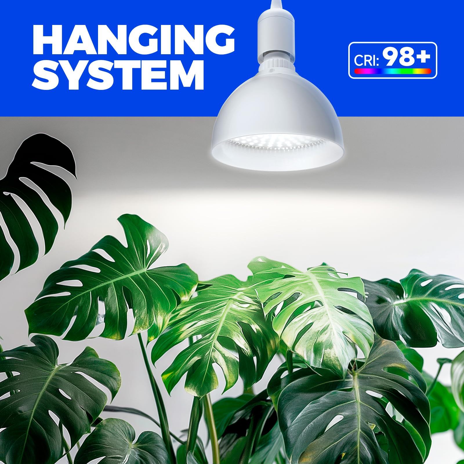 Barrina 25W Full Spectrum LED Grow Light Bulb with Timer - 4H/9H/14H Auto Timing & Hanging System - 16.4FT Power Cord for Indoor Plants - Perfect for Hydroponics, Greenhouses, and Home Gardening