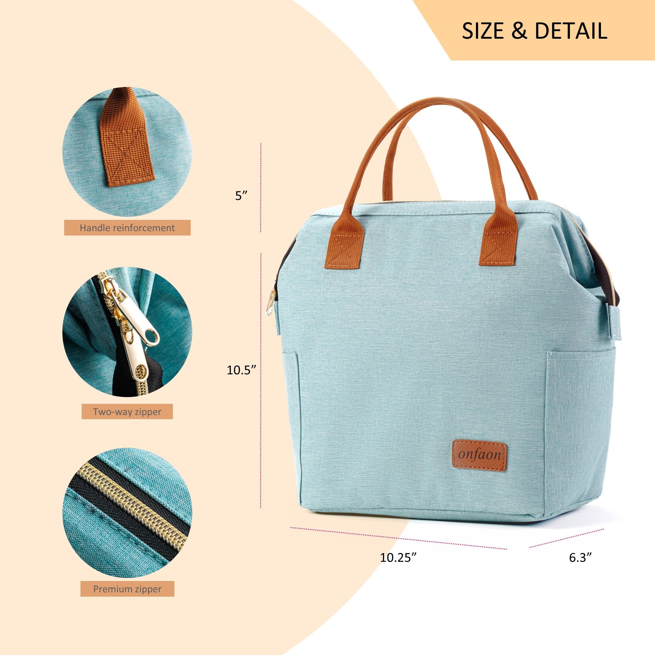 Insulated Reusable Lunch Bag for Women - Leakproof Cooler Tote with Adjustable Shoulder Strap, Freezable Lunch Box for Work, Office, Beach, Picnic & Outdoor Activities (Cyan Blue)