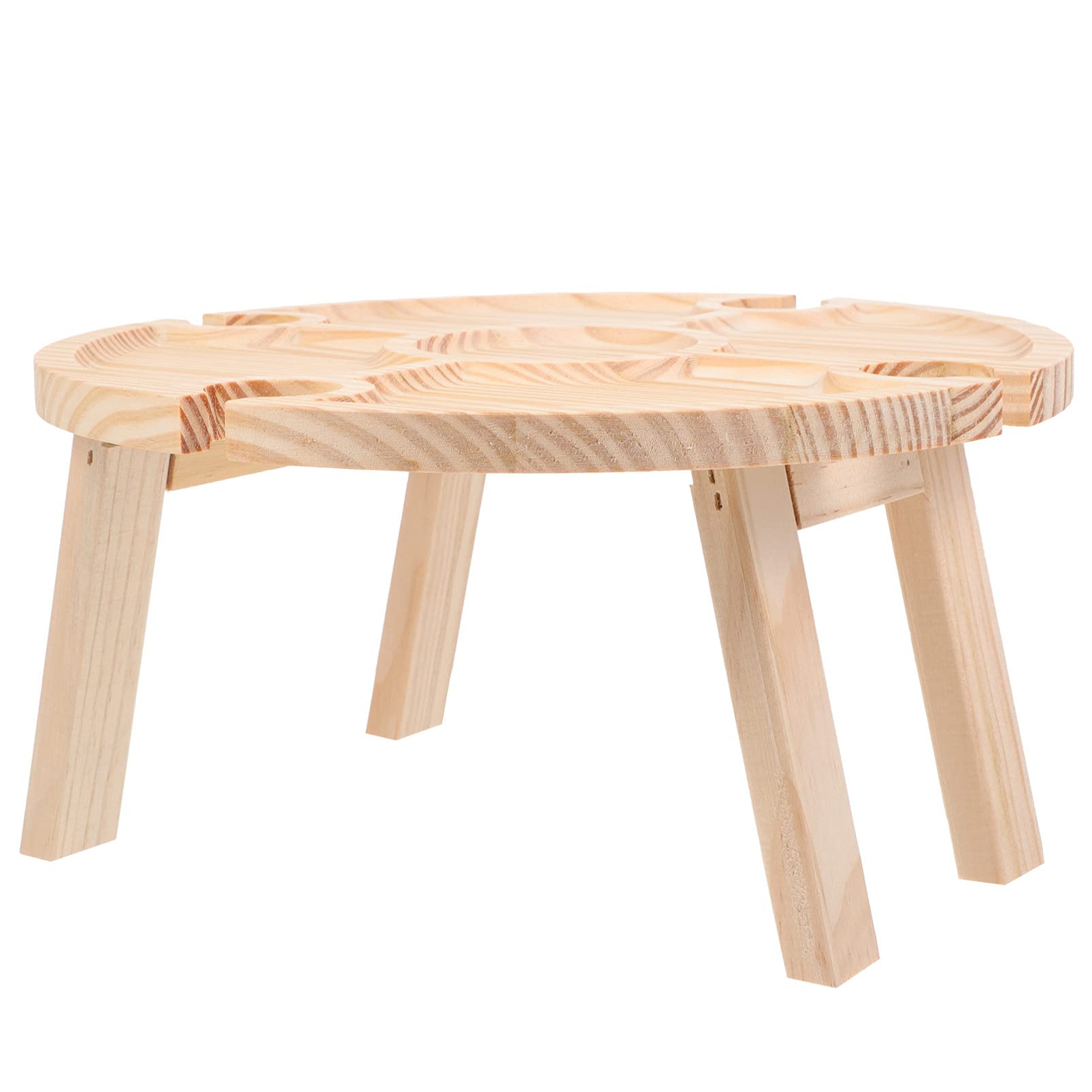 Portable Folding Wooden Picnic Table with Serving Plates - Outdoor Dining & Wine Party