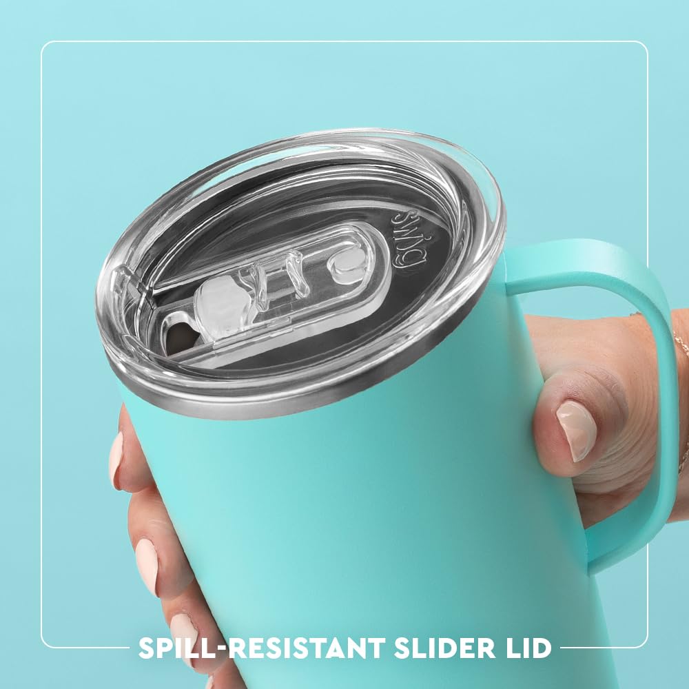 Swig Life 22oz Insulated Stainless Steel Travel Mug with Handle & Lid - Leakproof Coffee Tumbler, Cup Holder Friendly, Dishwasher Safe - Perfect for Commuting, Office, Camping & Outdoor Adventures (Paradise Color)
