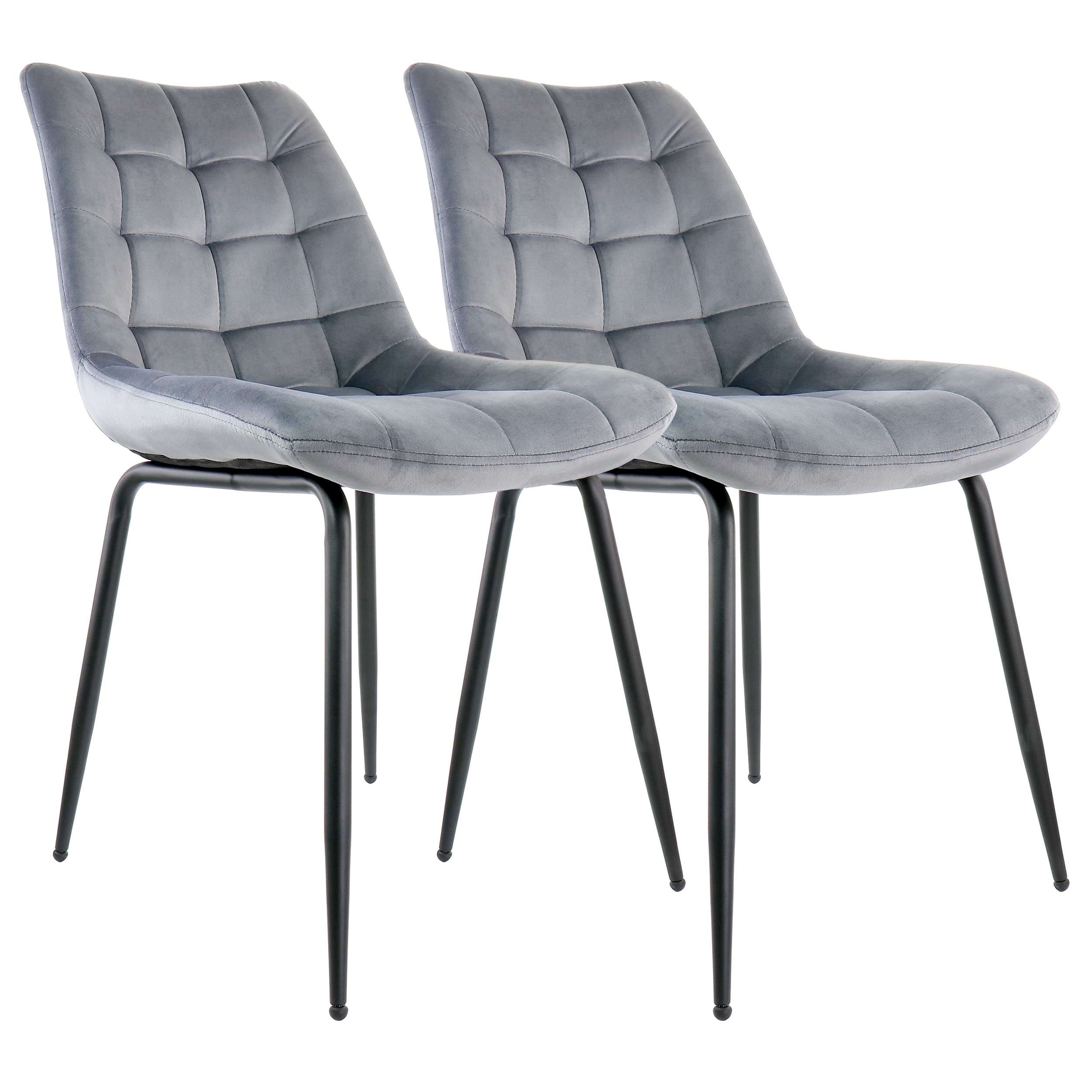 Elama Gry Tufted Chair Set of 2 - Modern Gray Upholstered Accent Chairs for Living Room, Bedroom, or Office - Comfortable Lounge Seating Furniture for Home Decor