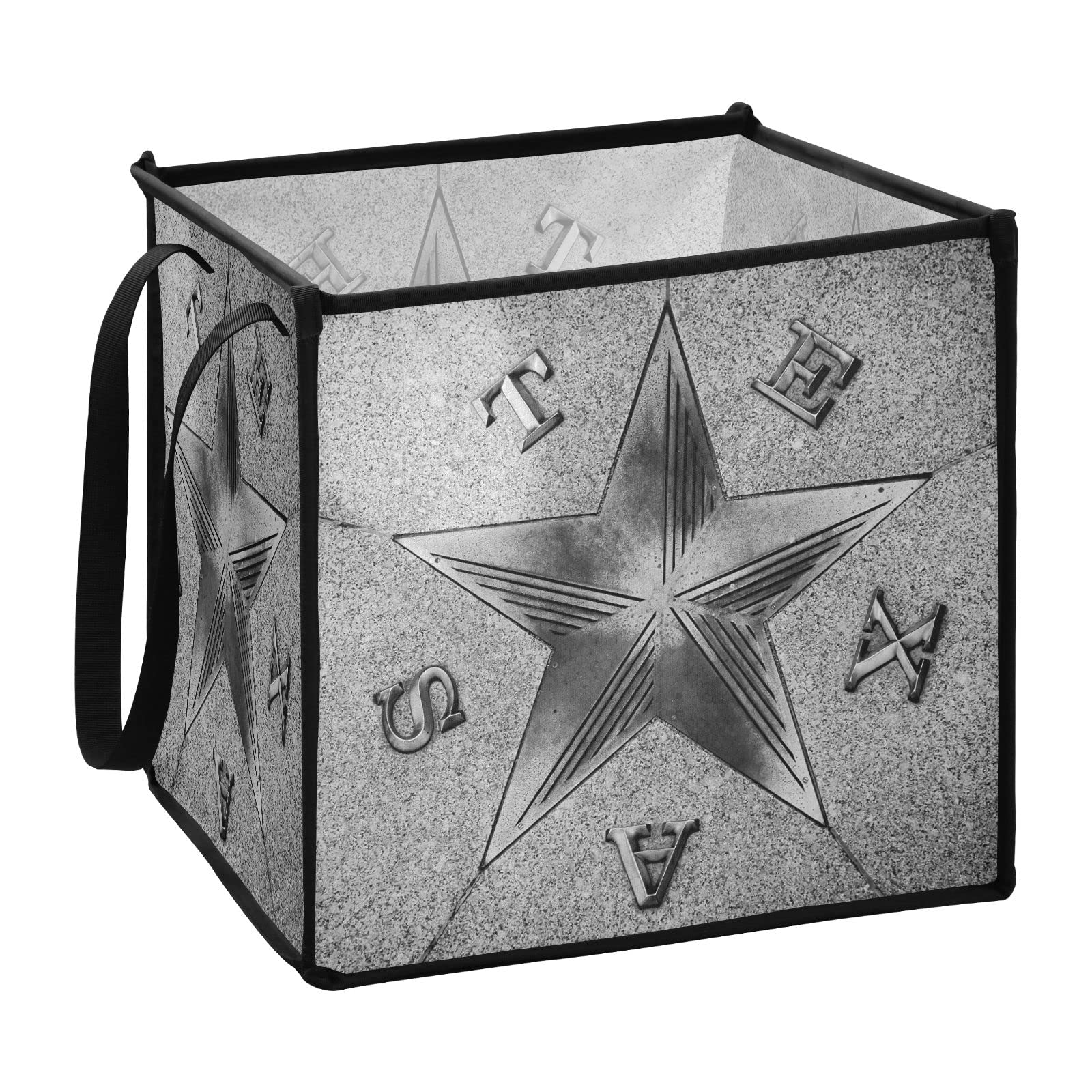 Vintage Grey Texas Star Collapsible Storage Bins - 13x13x13 Inch Square Fabric Cube Organizer with Handles for Toys, Nursery, Shelves & Closet | Perfect for Home Organization & Kids Room Storage