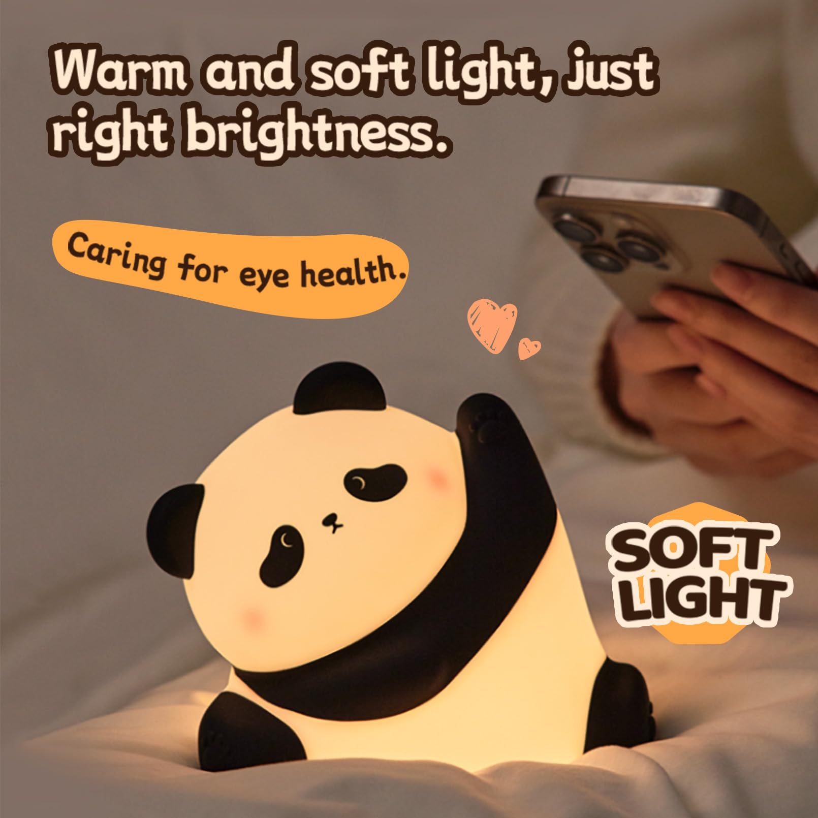 **Panda Night Light for Kids - 3-Level Dimmable Silicone Nursery Lamp, Cute Squishy Touch Nightlight for Baby & Toddler Bedroom - Perfect Gift & Decor for Nursery, Kids' Room, Bedside, or Playroom**