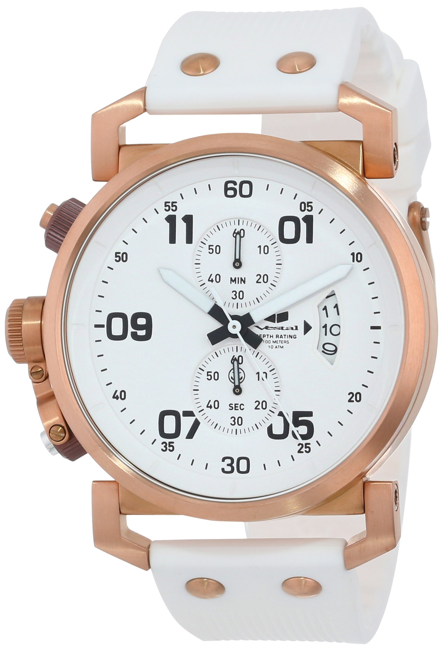 Vestal Men's OBCS001 USS Observer Chronograph Watch - Black & White Lume Dial, Military Style, Water Resistant | Perfect for Outdoor Adventures, Casual Wear & Collectors