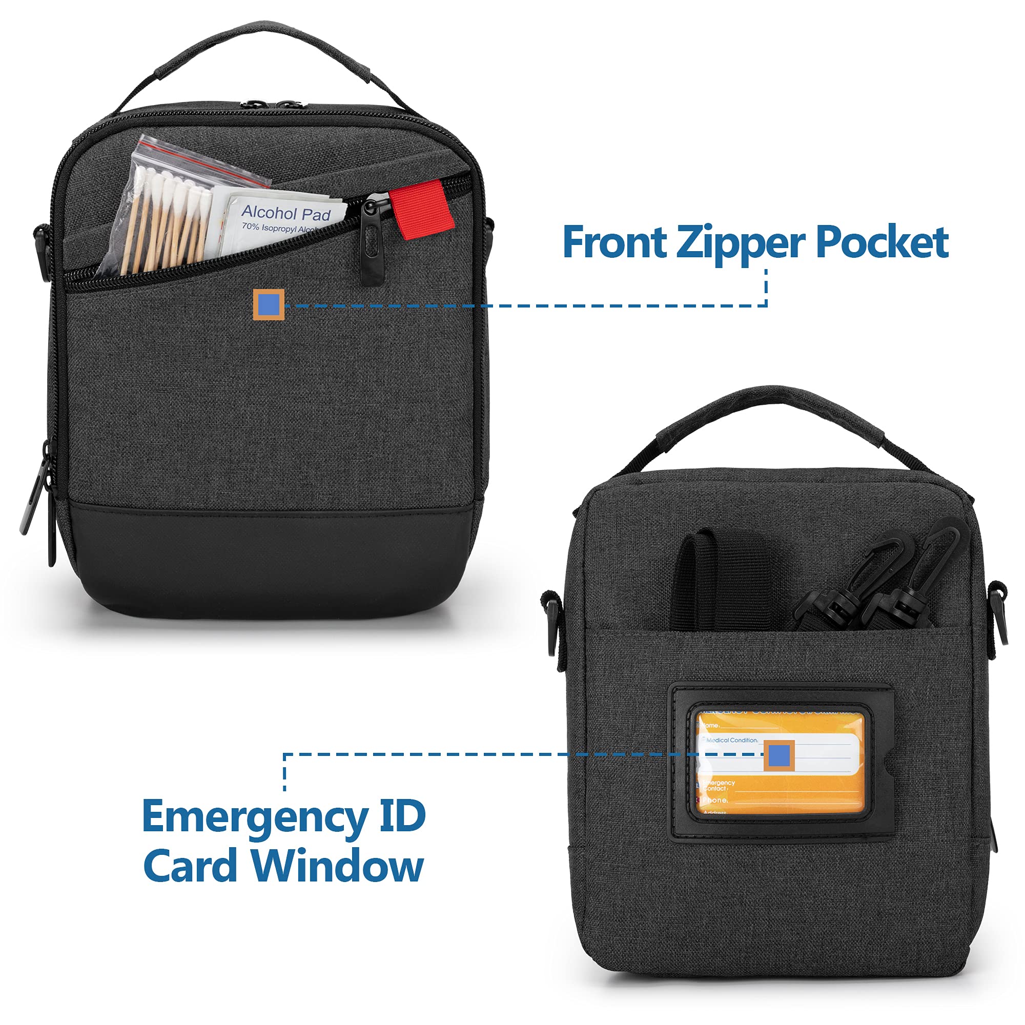 CURMIO Insulin Cooler Travel Case - Portable Diabetes Supplies Organizer with Shoulder Strap for Glucose Meter, Test Strips & Diabetic Accessories (Black, Patented Design) - Perfect for Travel, Work & Daily Use