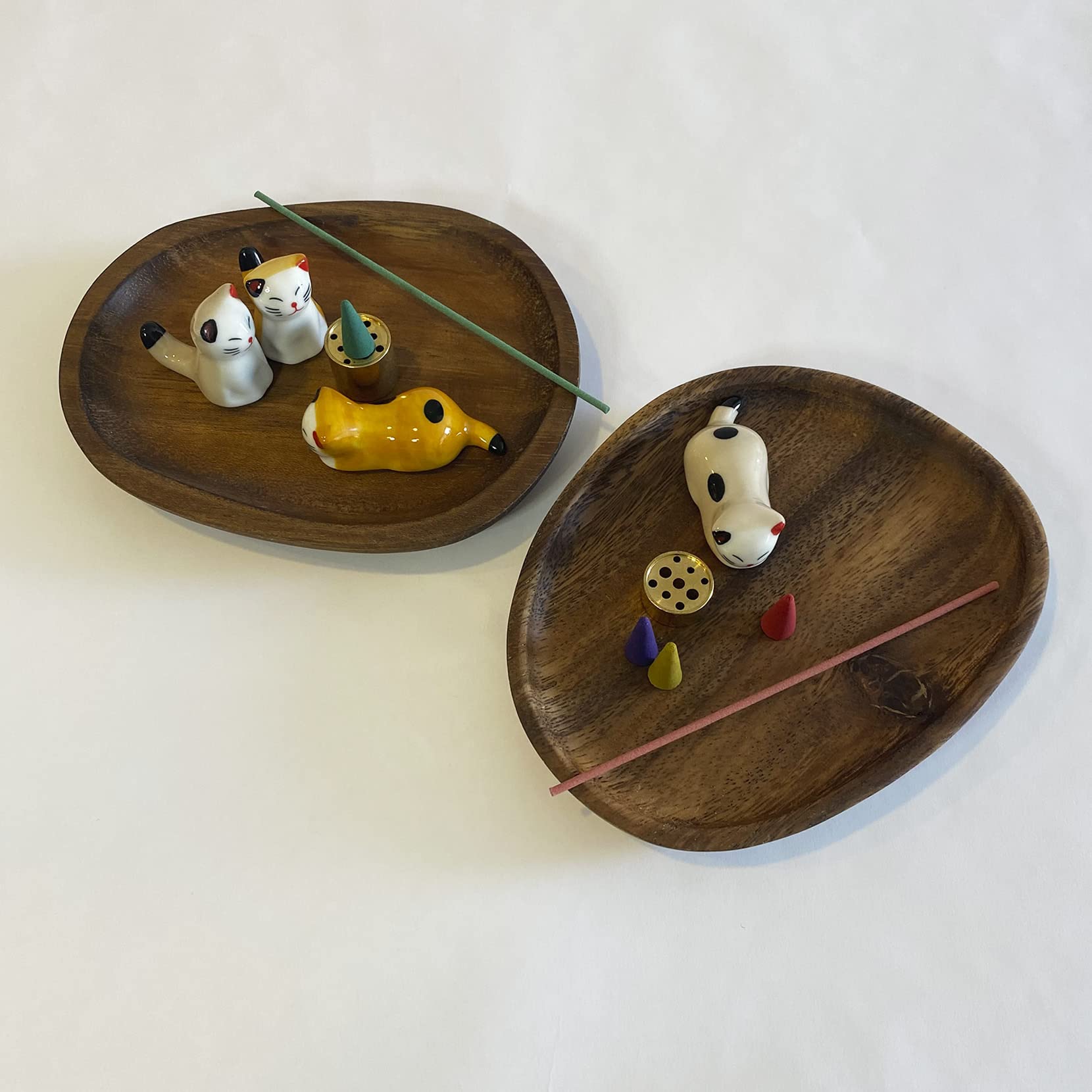 Natural Wooden Incense Holder - Cat Shaped Incense Burner for Aromatherapy & Meditation (Orange Cat Design) | Perfect for Home Decor, Yoga Studios & Relaxation Spaces