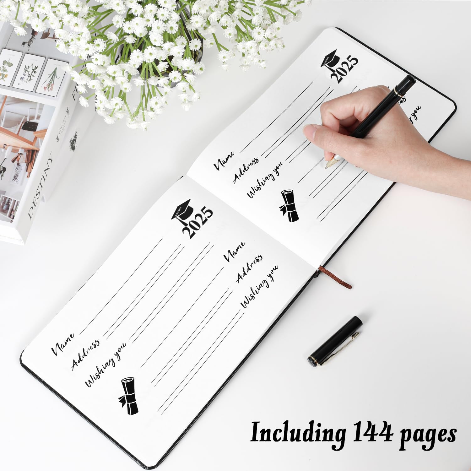 Class of 2025 Graduation Guest Book with Pen - Signature Memory Book for High School & College Graduation Parties - Perfect for Commencement Ceremonies & Graduation Celebrations