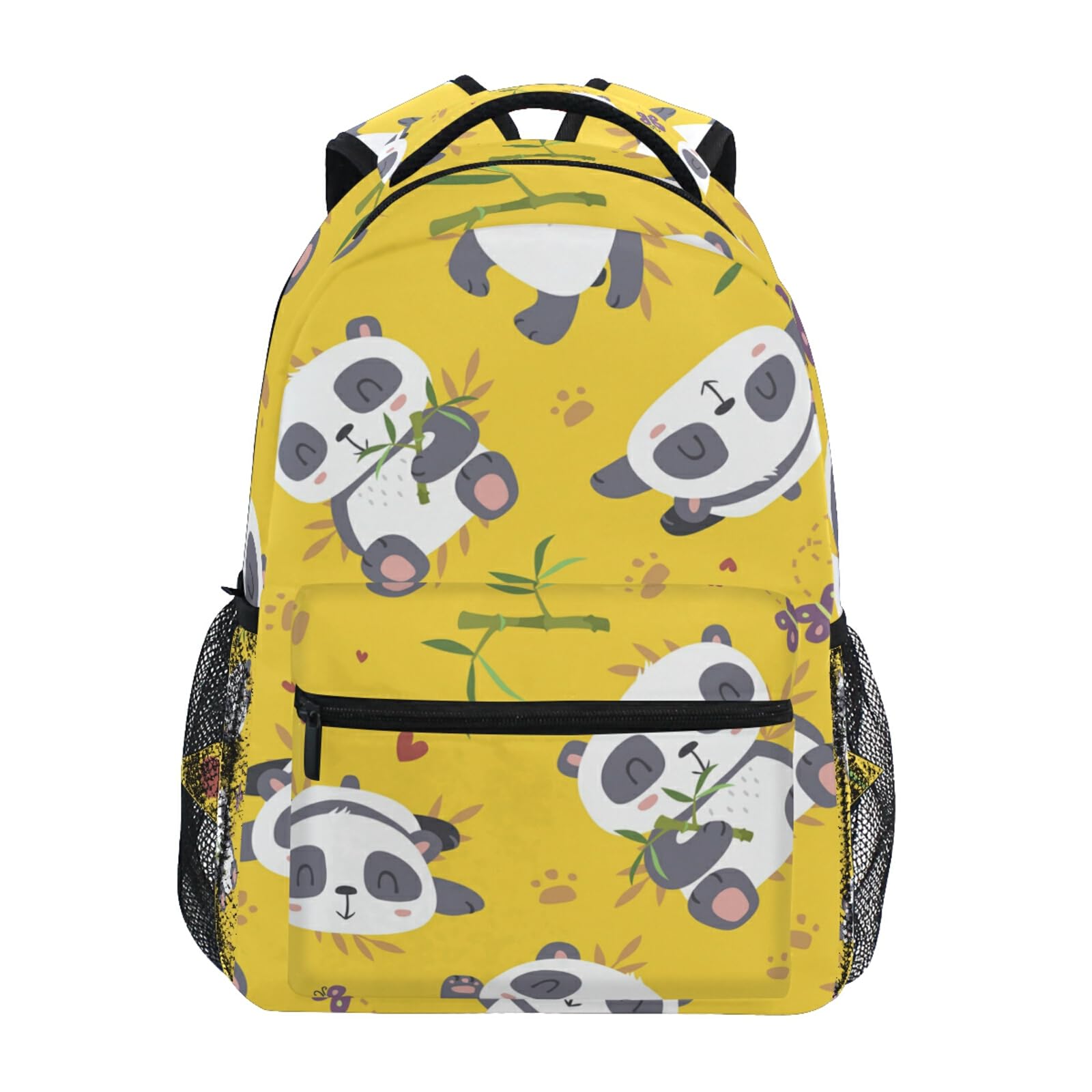 Qilmy Panda Backpack for Girls - Cute School Bookbag with Laptop Compartment, Lightweight Travel Daypack for Students (Yellow) - Perfect for School, College, Travel & Daily Use