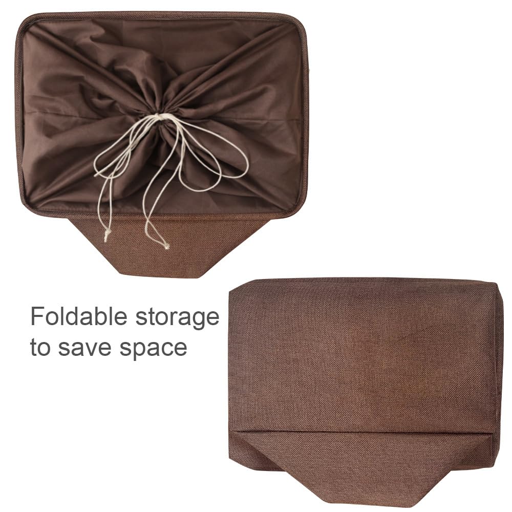 TheWarmHome 3-Pack Fabric Storage Baskets - 17x14x10 Inch Collapsible Closet Organizer Bins for Shelves, Toys, Clothes & Home Organization (Brown) | Perfect for Bedroom, Nursery, Playroom & Office Storage Solutions