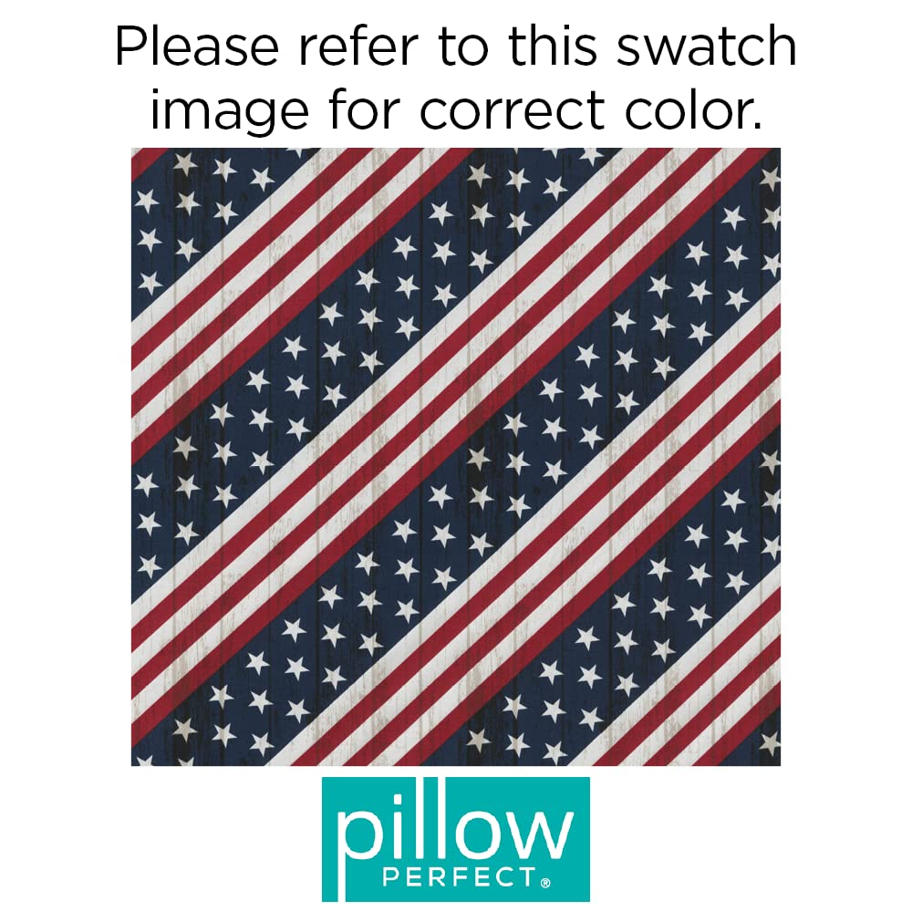 **Pillow Perfect Americana Indoor/Outdoor Square Corner Chair Cushion with Ties - Plush Fiber Fill, Weather & Fade Resistant - 20