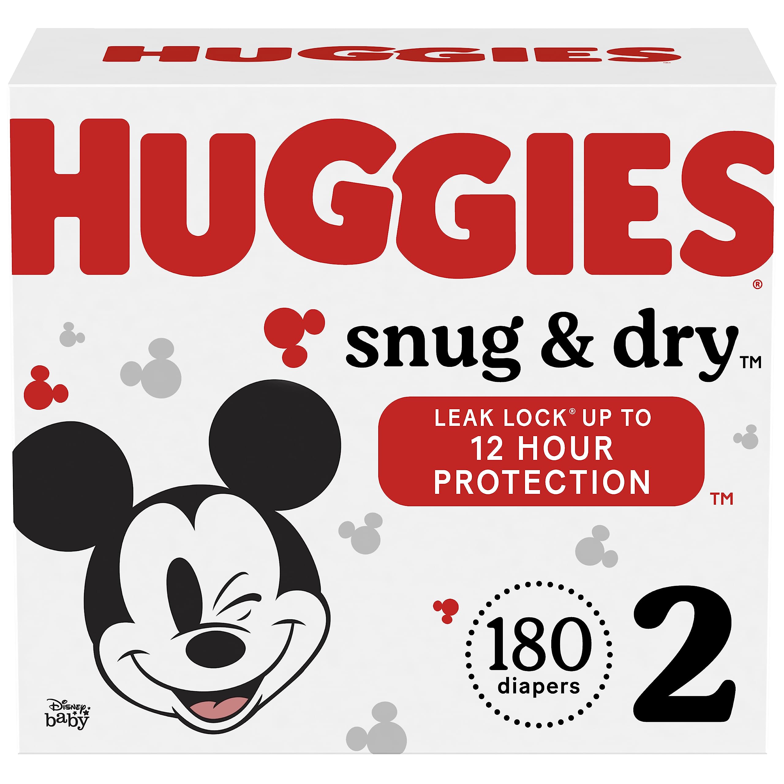Huggies Snug & Dry Disposable Baby Diapers Size 3 (168 Count) & Size 2 (180 Count) - Ultra Absorbent, Leak Protection - One Month Supply - Perfect for Daycare, Overnight Use & Travel