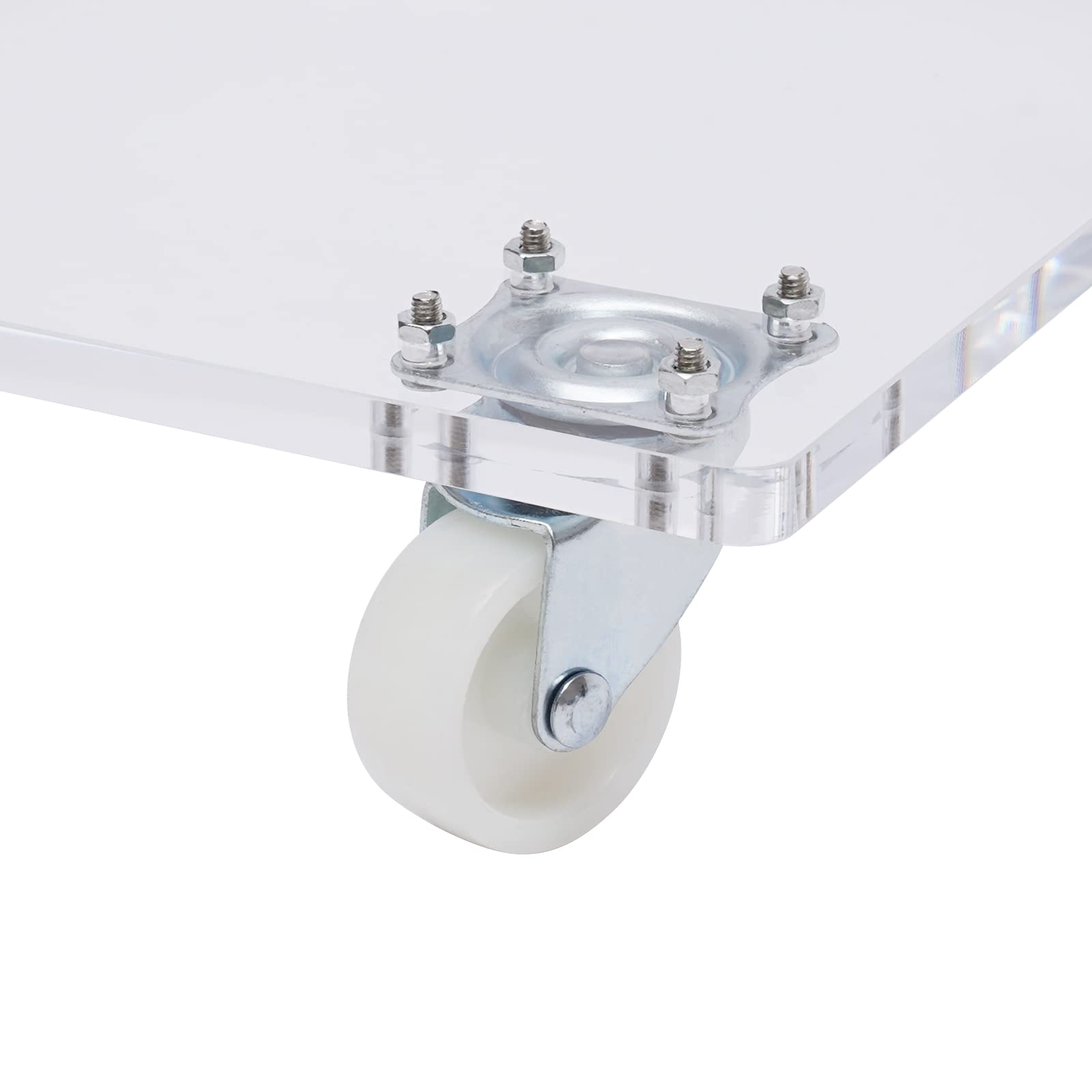 Clear Acrylic C-Shaped Rolling Table with 4 Wheels - 13x15x23 Inch Removable Transparent Bedside Table, Multipurpose Sofa Desk & Snack Tray - Perfect for Living Room, Bedroom, Office & Small Space Furniture