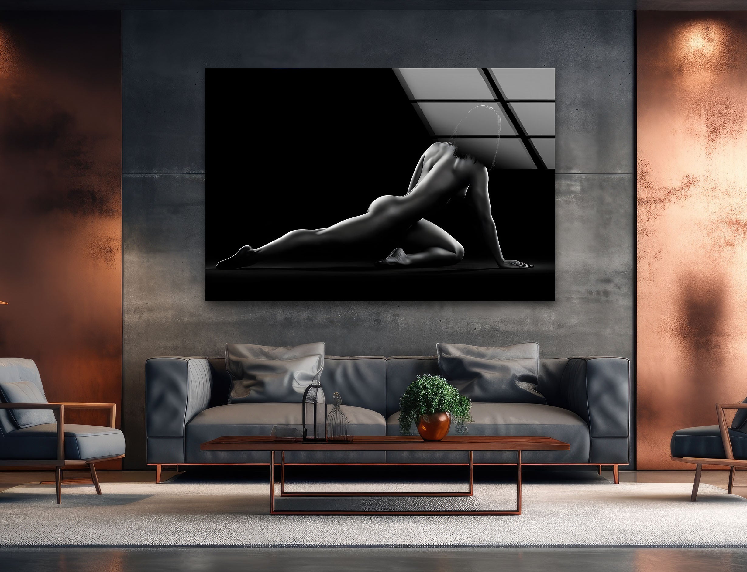Elegant Black and White Woman Portrait Glass Wall Art - Modern Home Decor for Living Room, Bedroom, or Office