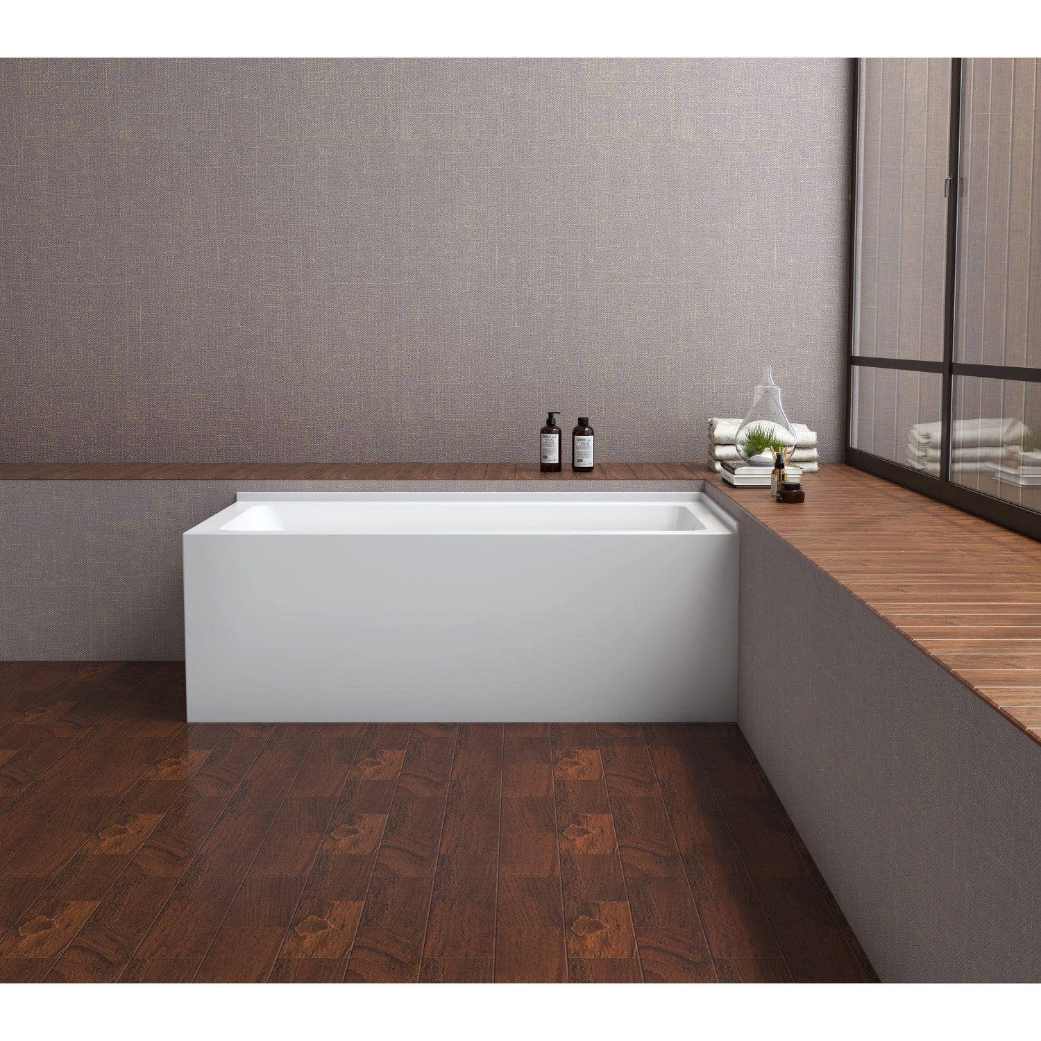 Aqua Eden VTAP6030R22TS 60 Inch Acrylic Rectangular 2 Wall Corner Alcove Bathtub - Right Hand Drain, Glossy White - Perfect for Small Bathrooms & Spa-Like Retreats