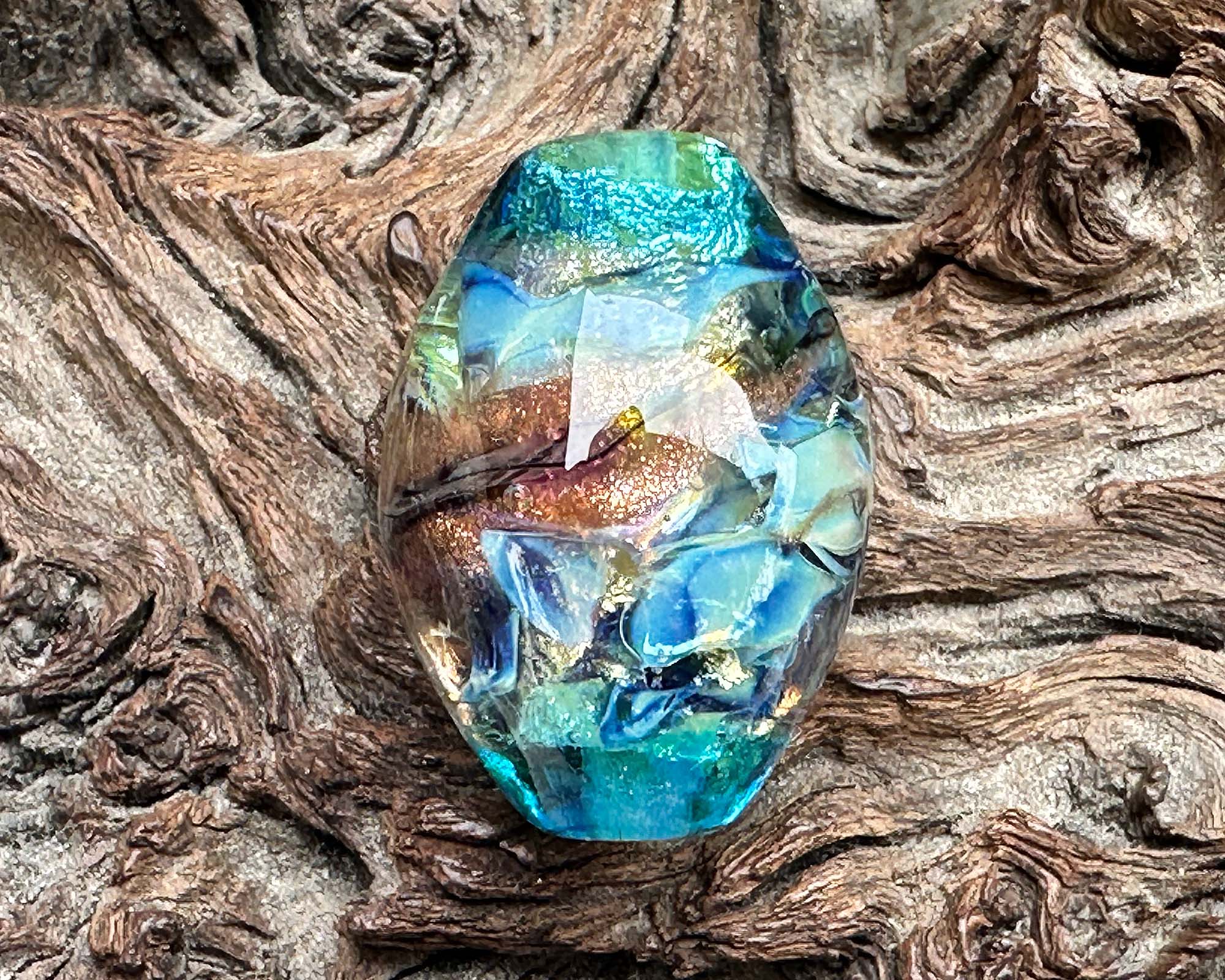 Aqua Galaxy Blue Lampwork Glass Focal Bead for Jewelry Making - Handmade SRA Art Bead for Necklaces, Bracelets & DIY Crafts