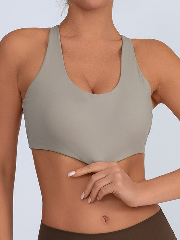 ZASUWA Women's Cross Back Quick Dry Sports Bra - High Support Workout Top for Running, Yoga & Gym