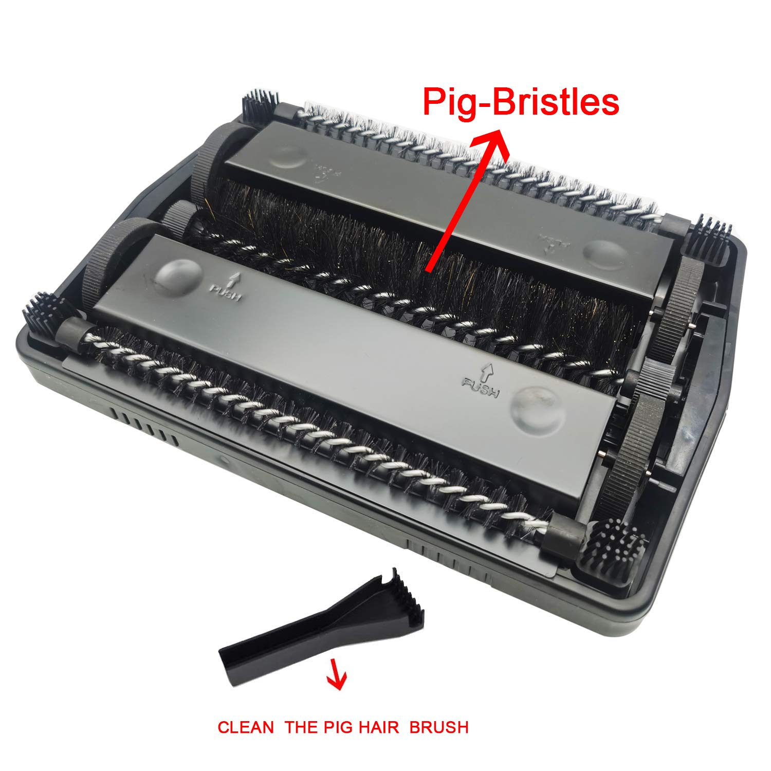 EZ SPARES Quiet Carpet Sweeper with Pig-Bristles - Strong Roller Brush for Home & Office Cleaning