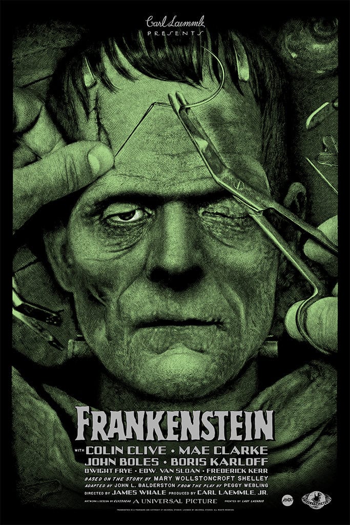 Frankenstein Gothic Horror Movie Poster - Vintage Screen Printed Art for Home Decor, Office & Halloween Party