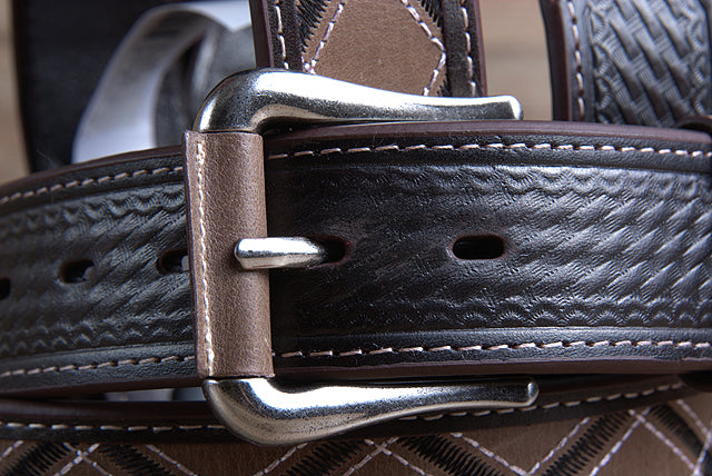 36 Inch 3D Brown Mens Basketweave Western Leather Cowboy Belt - Stylish Accessory for Rodeo, Country Music Festivals & Western Fashion Outfits