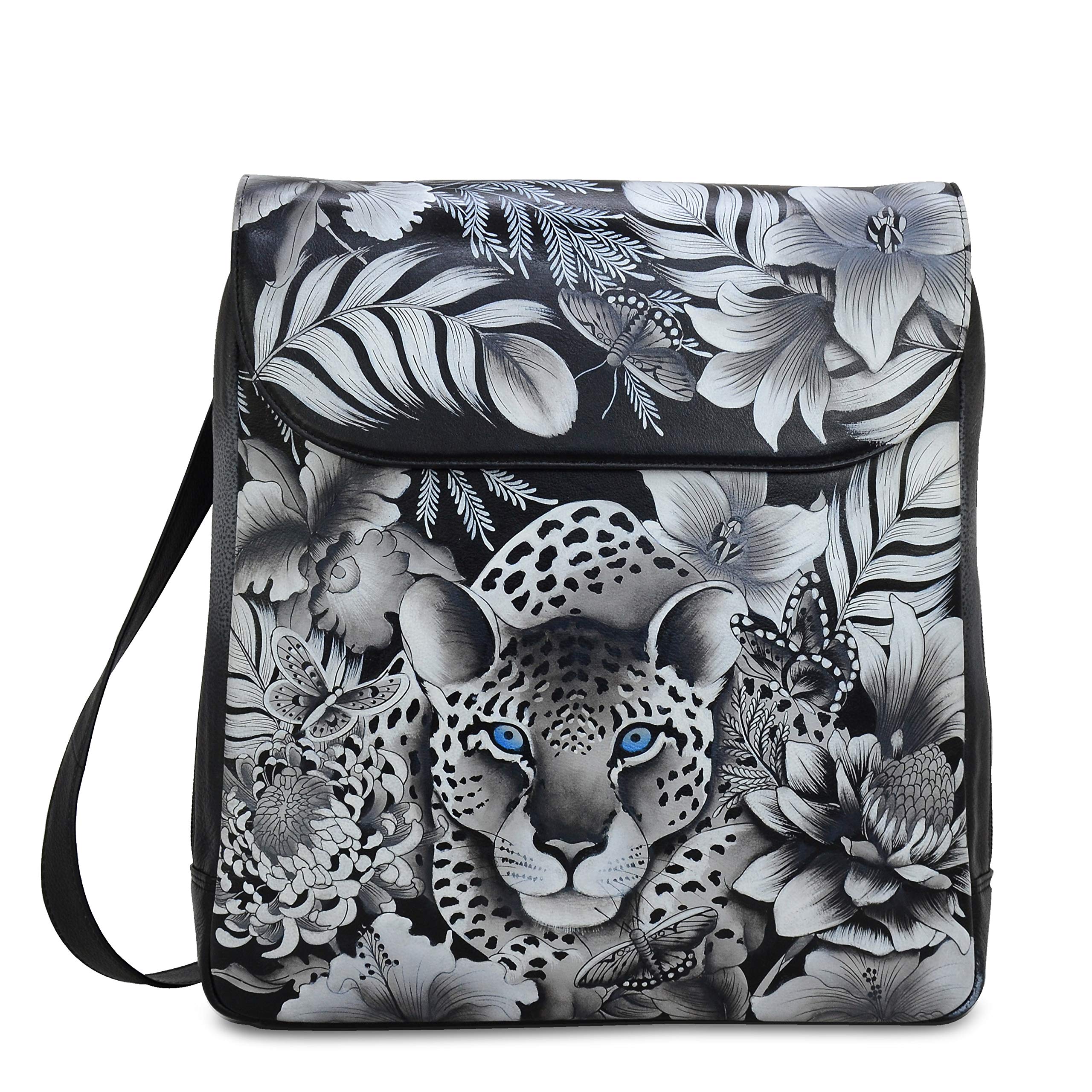 Anuschka Women's Genuine Leather Large Convertible Flap Backpack - Hand Painted Original Artwork | Stylish Travel & Work Tote Bag for Women | Perfect for Commuting, Office & Weekend Getaways