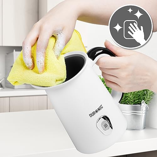 Duronic MF130 Electric Milk Frother - Automatic Hot & Cold Foam Maker for Coffee, Cappuccino, Latte, Matcha & Hot Chocolate - Milk Heater & Warmer for Home & Office Use