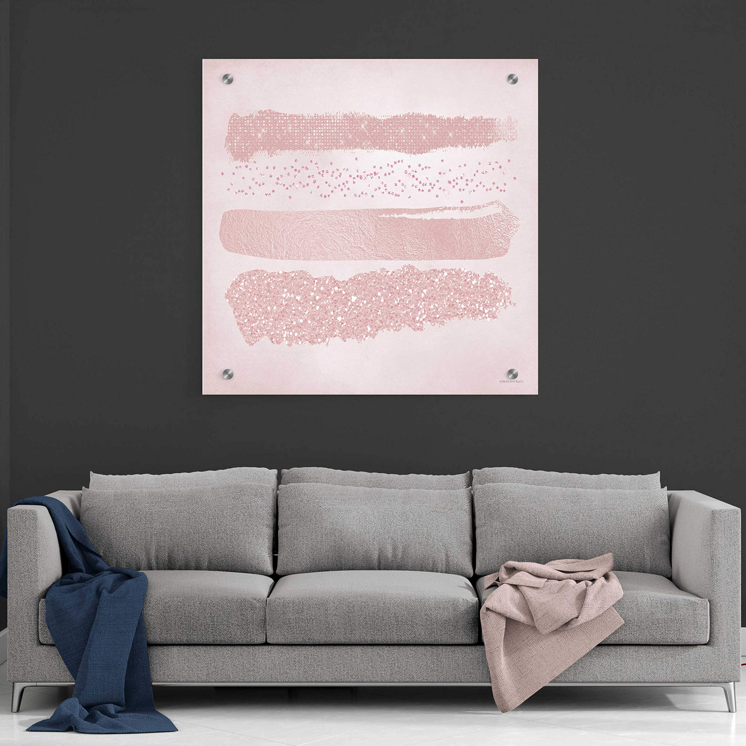Bluebird Barn 'Pink Glitter II' Acrylic Glass Wall Art - 36x36 Inches Modern Abstract Painting for Living Room, Bedroom & Office Decor