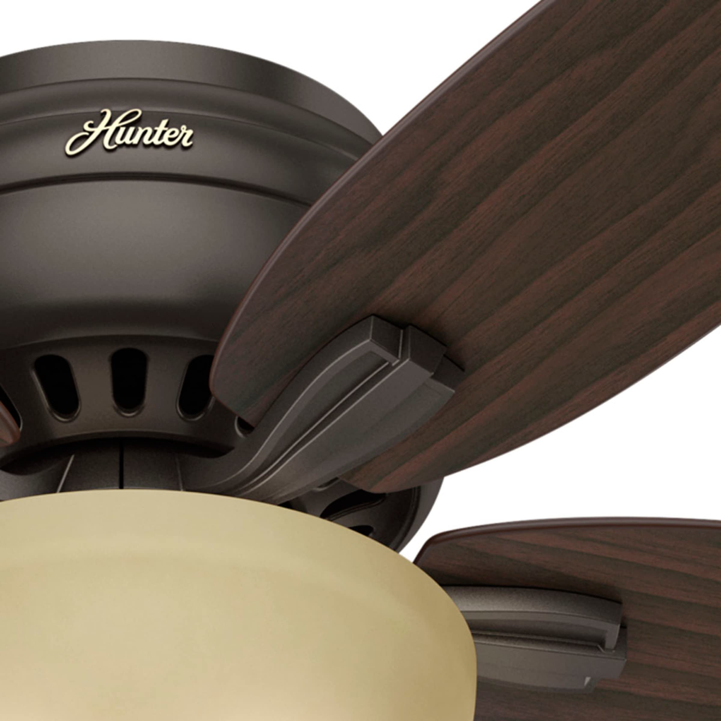 Hunter Fan Company 53314 52-Inch Newsome Premier Bronze Low Profile Ceiling Fan with LED Light Kit and Pull Chain - Perfect for Bedroom, Living Room, and Indoor Spaces