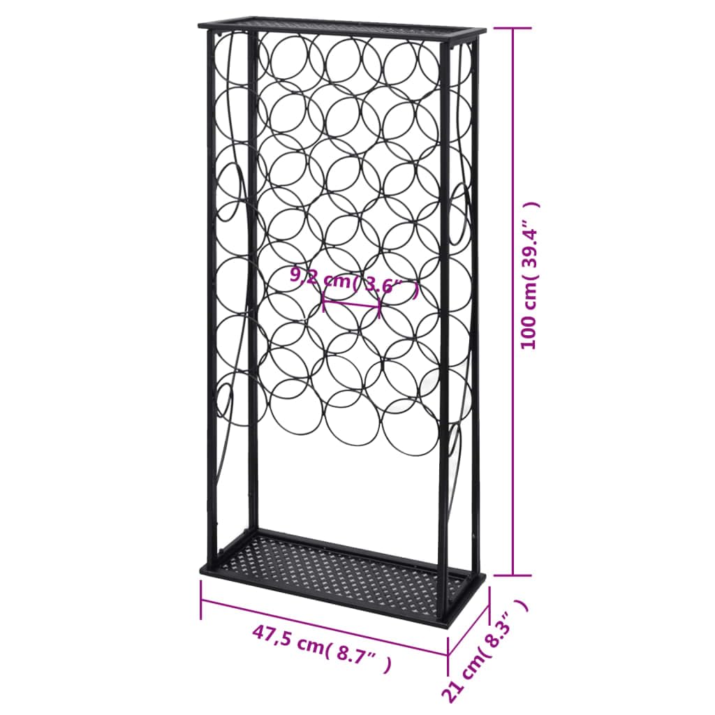 28 Bottle Metal Wine Rack - Black 7g Heavy Duty Wine Storage for Kitchen, Dining Room, Bar or Cellar Organization