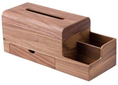 Wooden Tissue Box Cover - Decorative Multifunctional Tissue Holder for Living Room, Coffee Table & Desktop - Retro Style with Drawer for Remote Control Storage (Walnut Color) - Perfect for Home, Office & Gift Giving