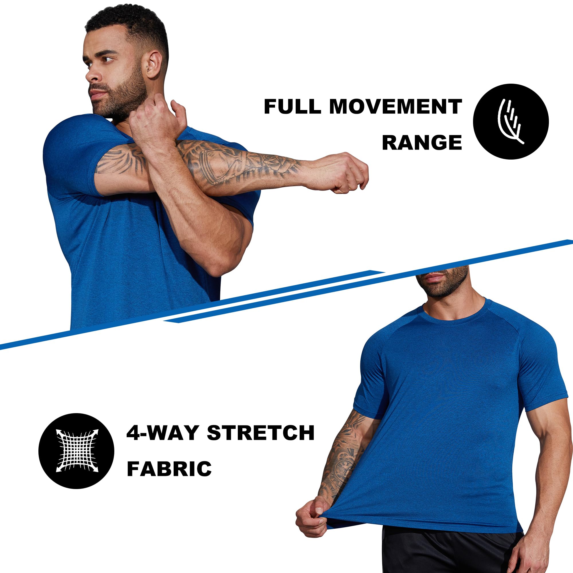 BVNSOZ Men's Workout Shirts - Moisture Wicking Quick Dry Athletic T-Shirts for Gym, Running & Training - Lightweight Breathable Activewear for Men