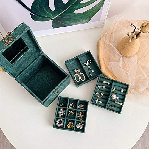 Elegant Jewelry Organizer Box - Earring & Ring Display Case with Flannel Tray, Cosmetic Storage Holder for Vanity, Travel, or Gift Giving (13-Slot, Multi-Color) - Perfect for Bedroom Dresser, Bathroom Counter, or Makeup Artist Station