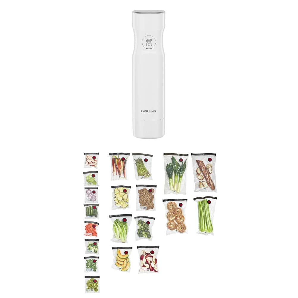 ZWILLING Fresh & Save Vacuum Sealer Machine with Reusable Food Storage Bags & Snack Bags | Airtight Food Preservation for Meal Prep, Sous Vide & Freezer Storage | Perfect for Kitchen, Camping & Leftovers
