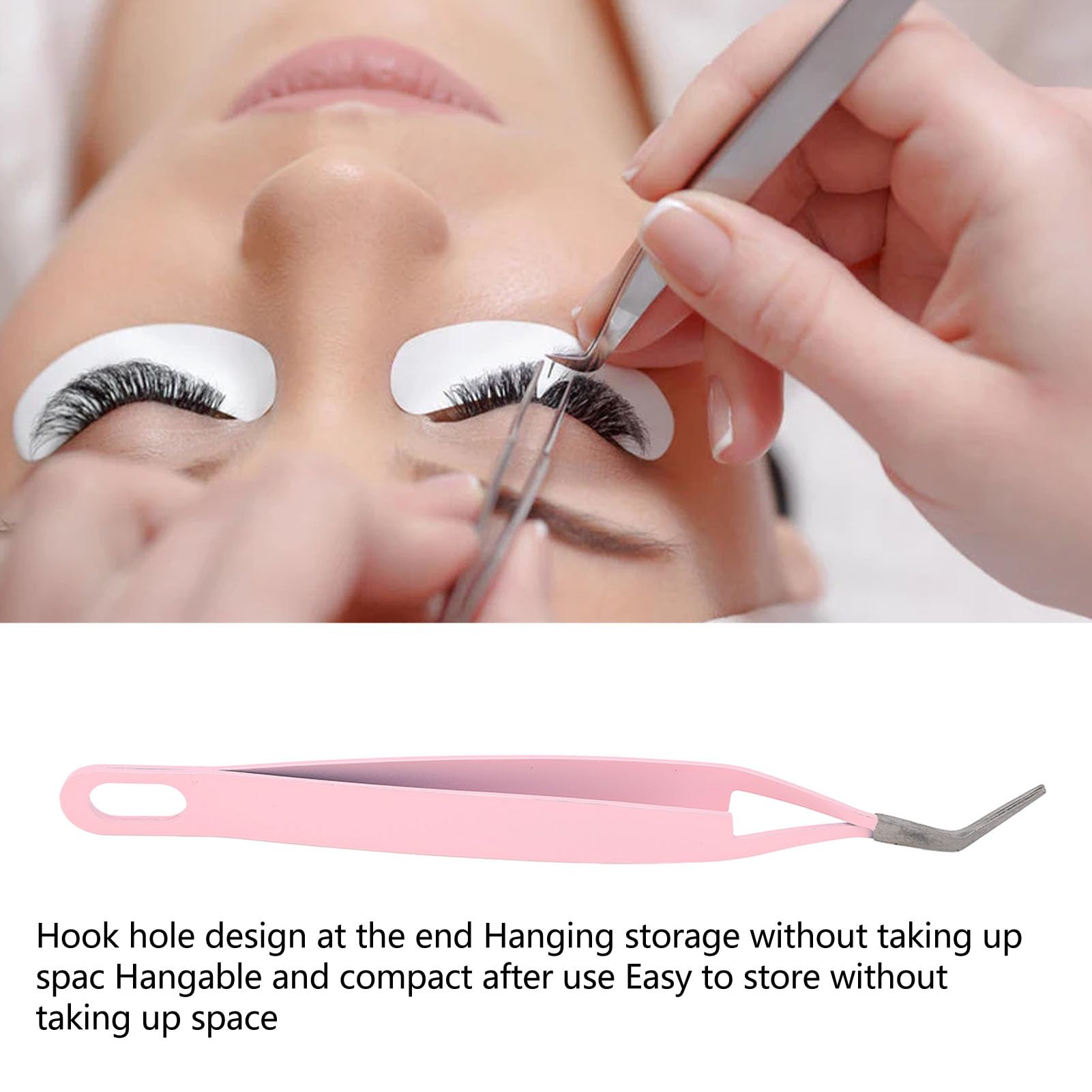 Professional Stainless Steel Lash Tweezer with Curved Tip - Flexible Eyelash Extension & Nail Art Tool - Comfortable Grip for Precise Application - Perfect for Salon, Home Use & DIY Beauty (Black)