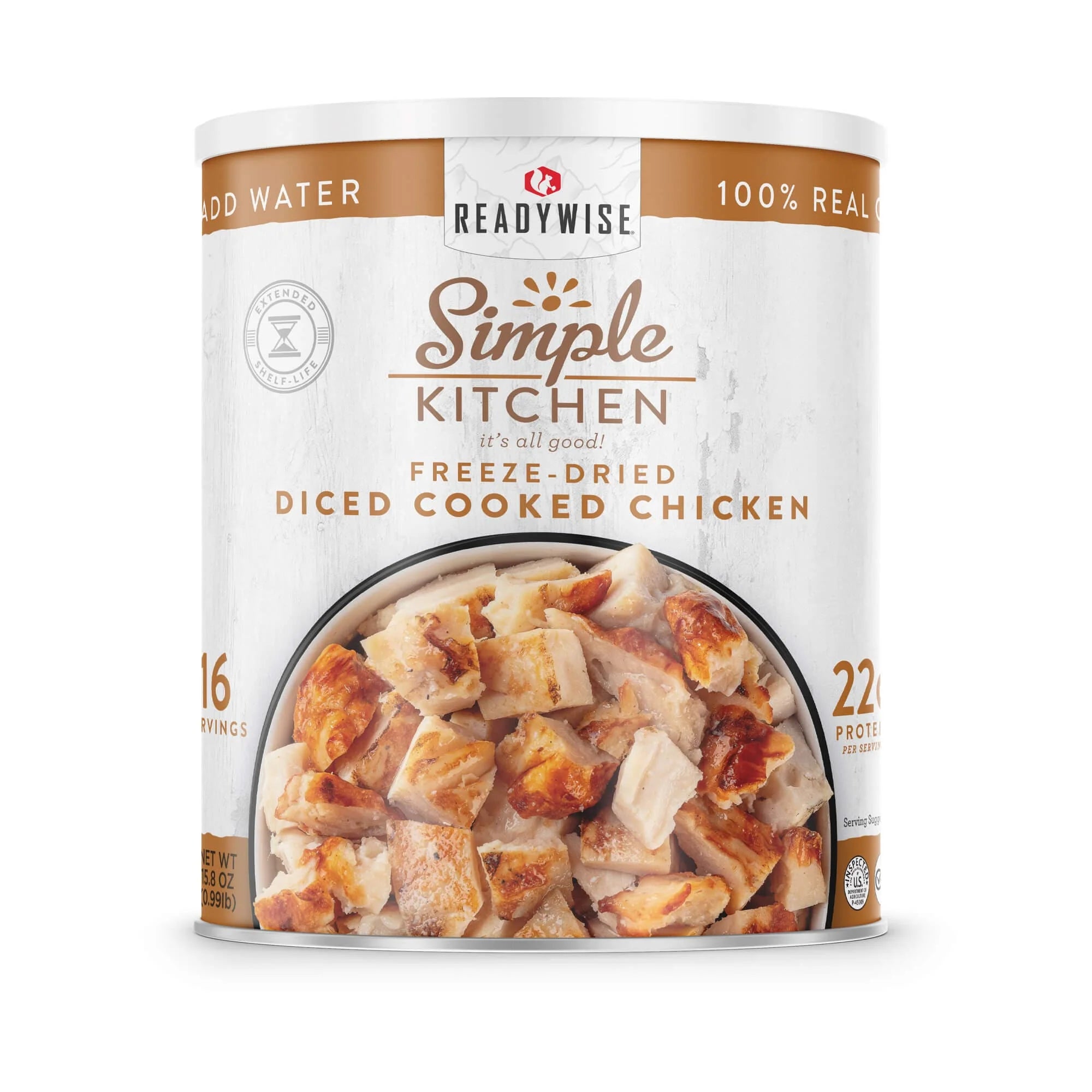 ReadyWise Freeze Dried Diced Chicken - 16 Servings | Emergency Food Supply, Camping & Survival Meals | Long Shelf Life, High Protein | Perfect for Preppers, Outdoor Adventures & Emergency Preparedness