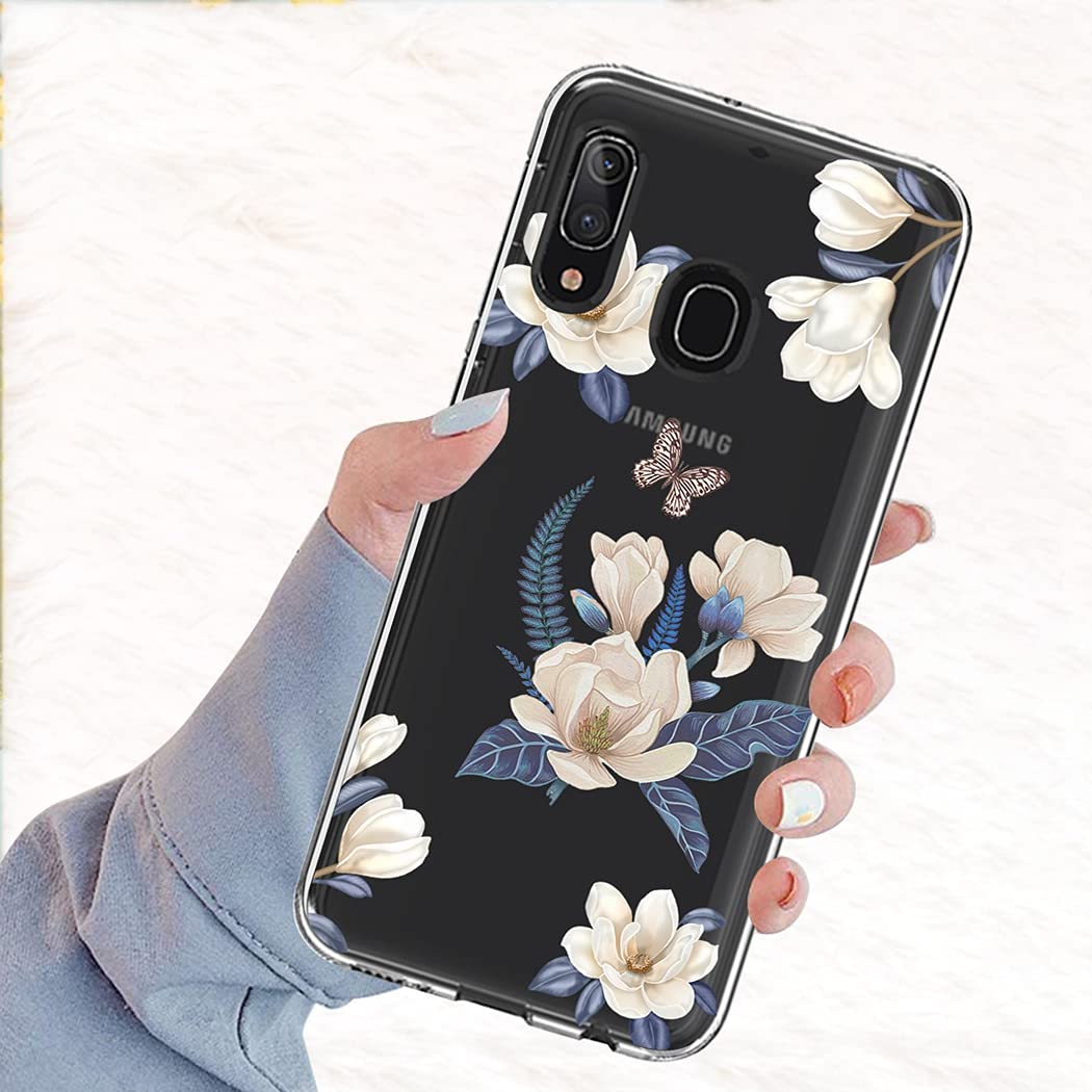 Cute Clear Slim Shockproof TPU Phone Case for Samsung Galaxy A20/A30 - Floral Design Protective Cover for Girls & Women | Perfect for Everyday Use, Work & Travel