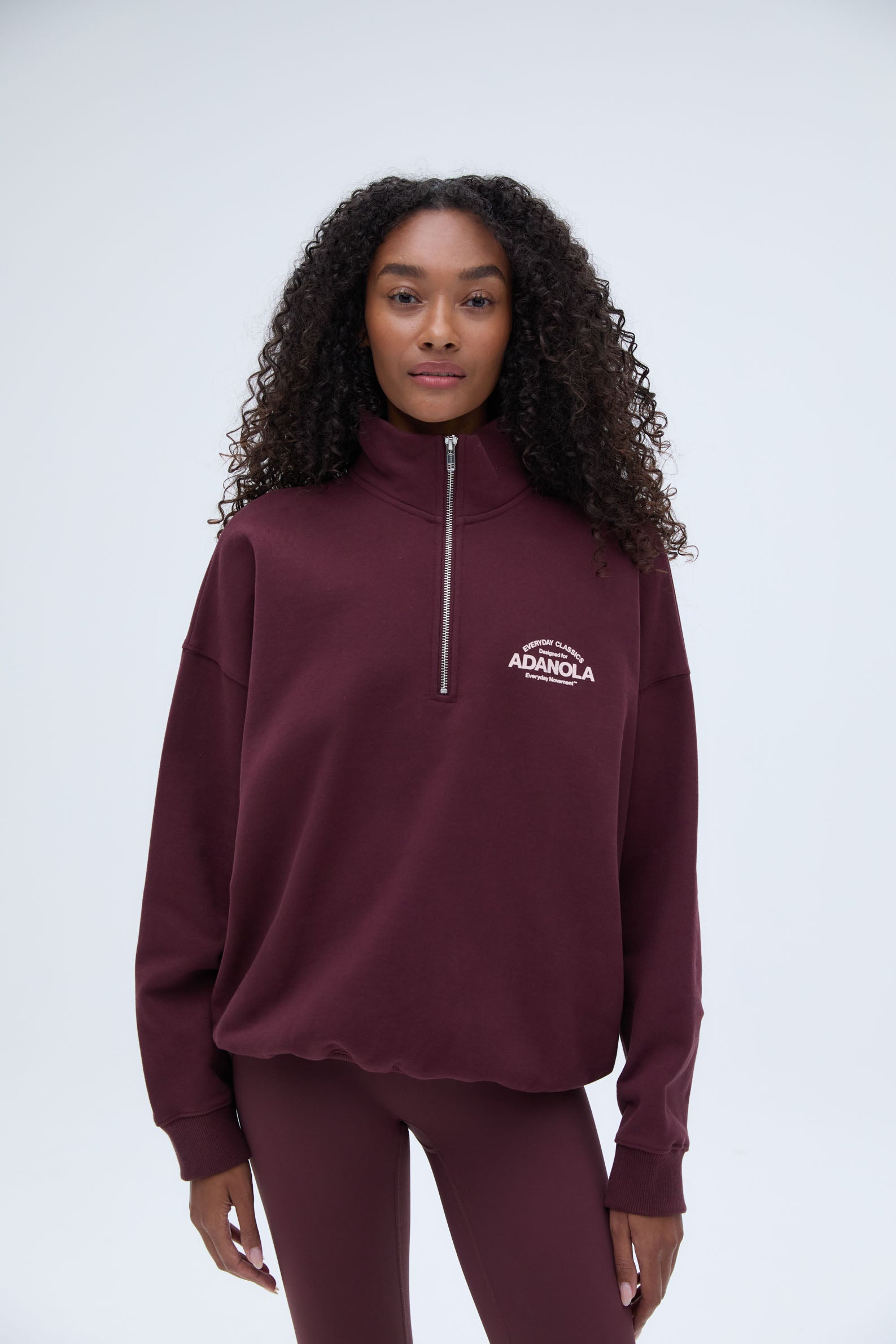 Classic Oversized Funnel Neck Zip-Up Hoodie Sweatshirt for Women - Burgundy Red | Cozy Winter Pullover for Casual Outfits & Streetwear Fashion