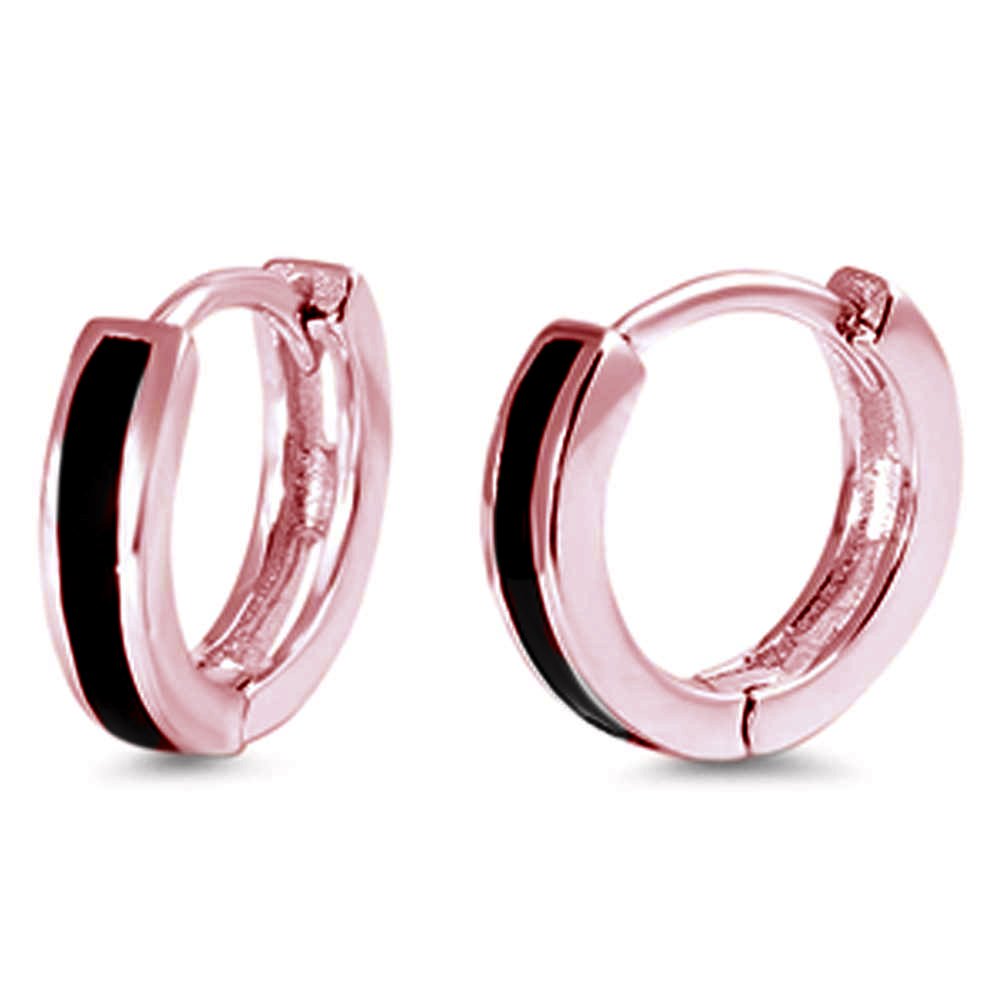 925 Sterling Silver Simulated Black Onyx Bar Huggie Hoop Earrings for Women - 3 Color Options | Perfect for Everyday Wear, Office & Special Occasions
