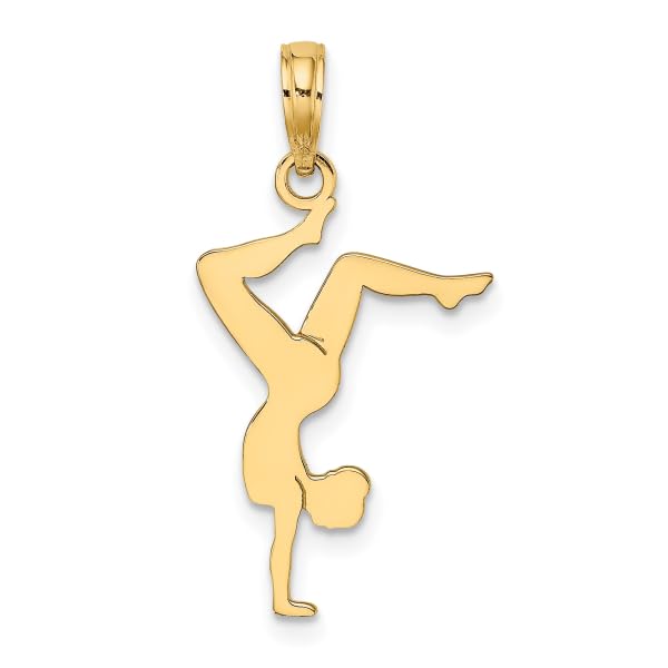 14K Solid Yellow Gold Gymnast Necklace - Elegant Gymnastics Charm Pendant for Athletes & Dance Lovers - Perfect Gift for Sports Enthusiasts & Cheerleaders