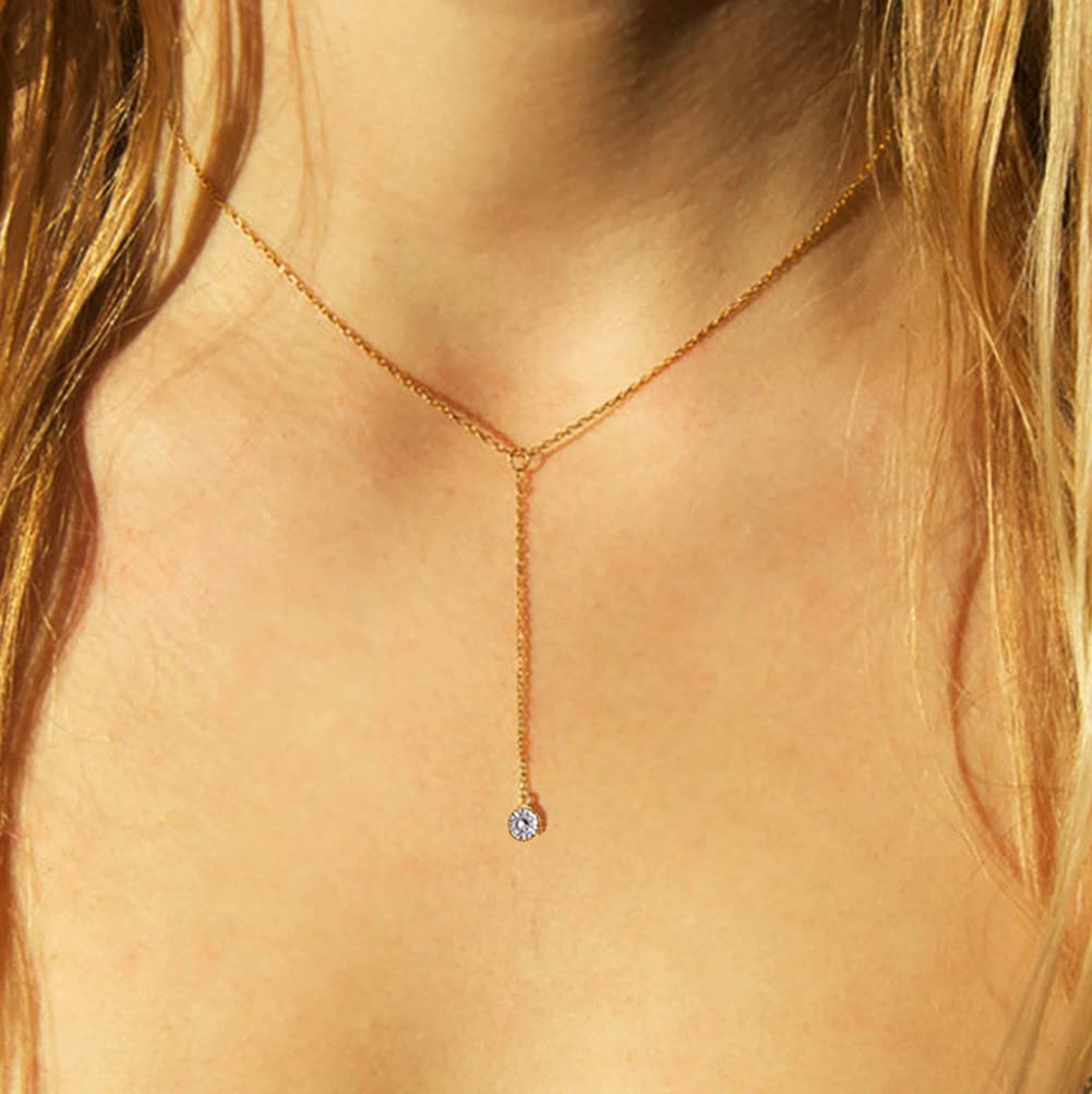 Elegant Gold Y Necklace for Women - Pearl & CZ Pendant, 18K Plated - Perfect for Parties & Gifts