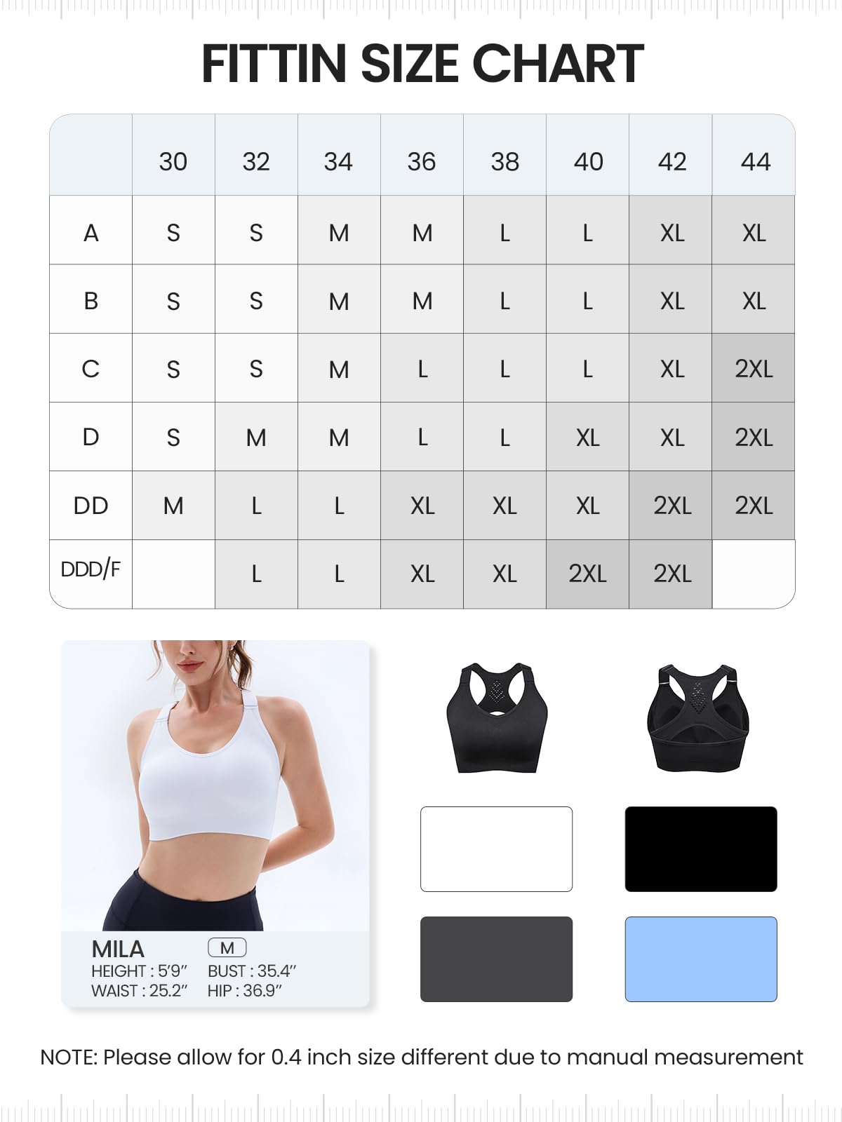 FITTIN Padded Sports Bras for Women - Seamless Workout Bras for Yoga & Gym