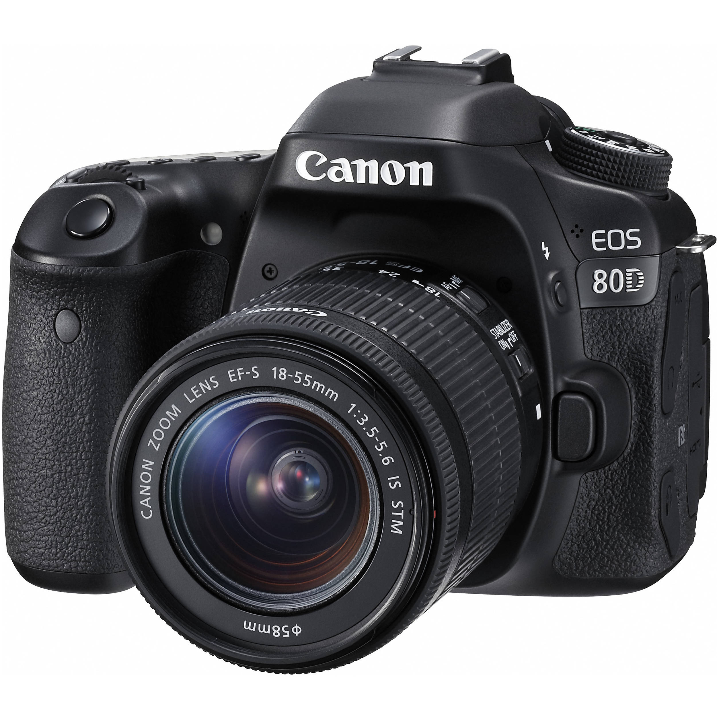 Canon EOS 80D WiFi DSLR Camera with 18-55mm & 75-300mm Lenses, 64GB Memory, Battery, Case, Flash, LED Light, Mic & Stabilizer - Perfect for Photography, Vlogging & Travel