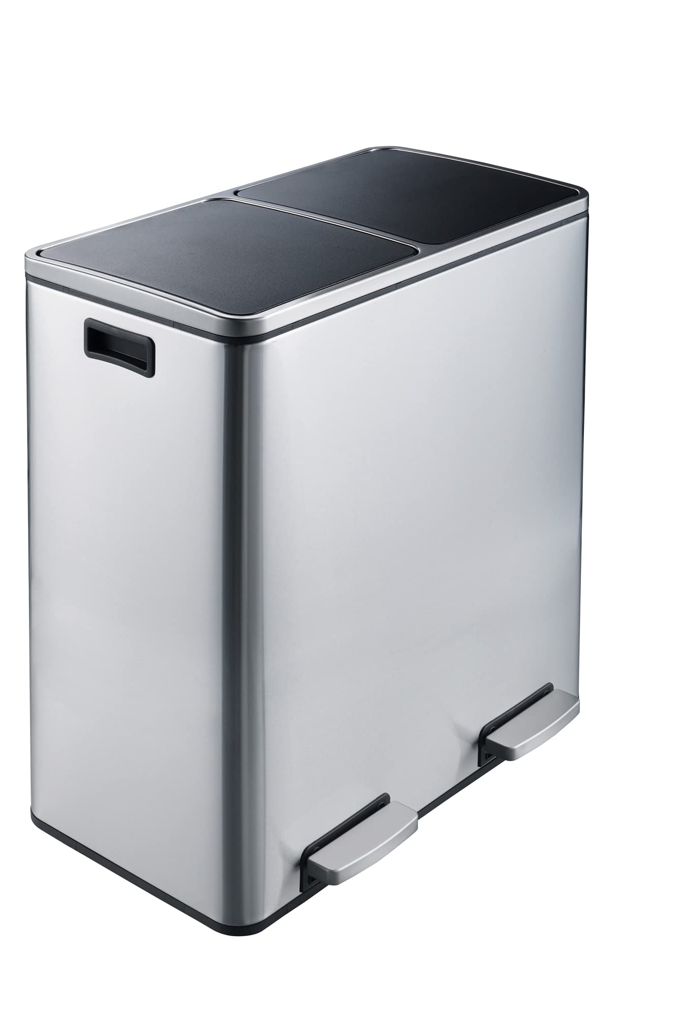 Heim Concept 60L Stainless Steel Trash Can with Lid - Silver | Large Kitchen & Office Garbage Bin for Home, Restaurant & Commercial Use