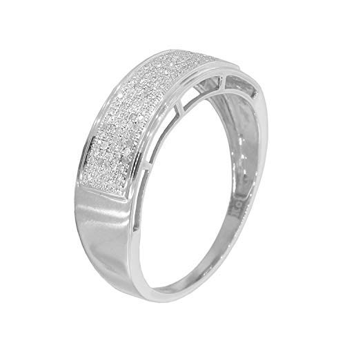 TGDJ .925 Sterling Silver 0.3 Ct Round Cut Diamond Ring for Men - High Polish Lustrous Wedding Band, Simple & Comfortable Design - Perfect for Engagement, Anniversary and Everyday Wear