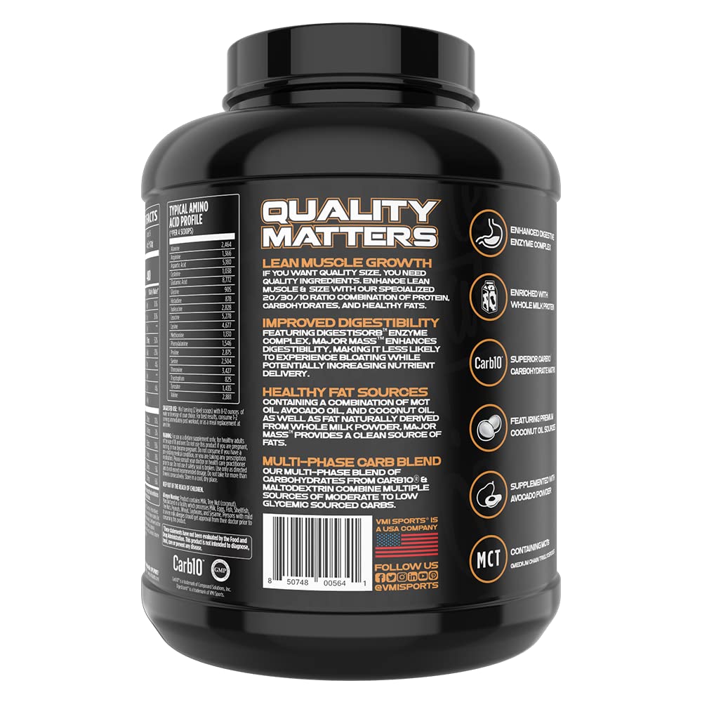 VMI Sports Major Mass Lean Mass Gainer Protein Powder - 4lbs Apple Pie Flavor for Muscle Growth & Weight Gain | High Calorie Protein Shake for Men & Women | Post-Workout Recovery & Bulking Supplement