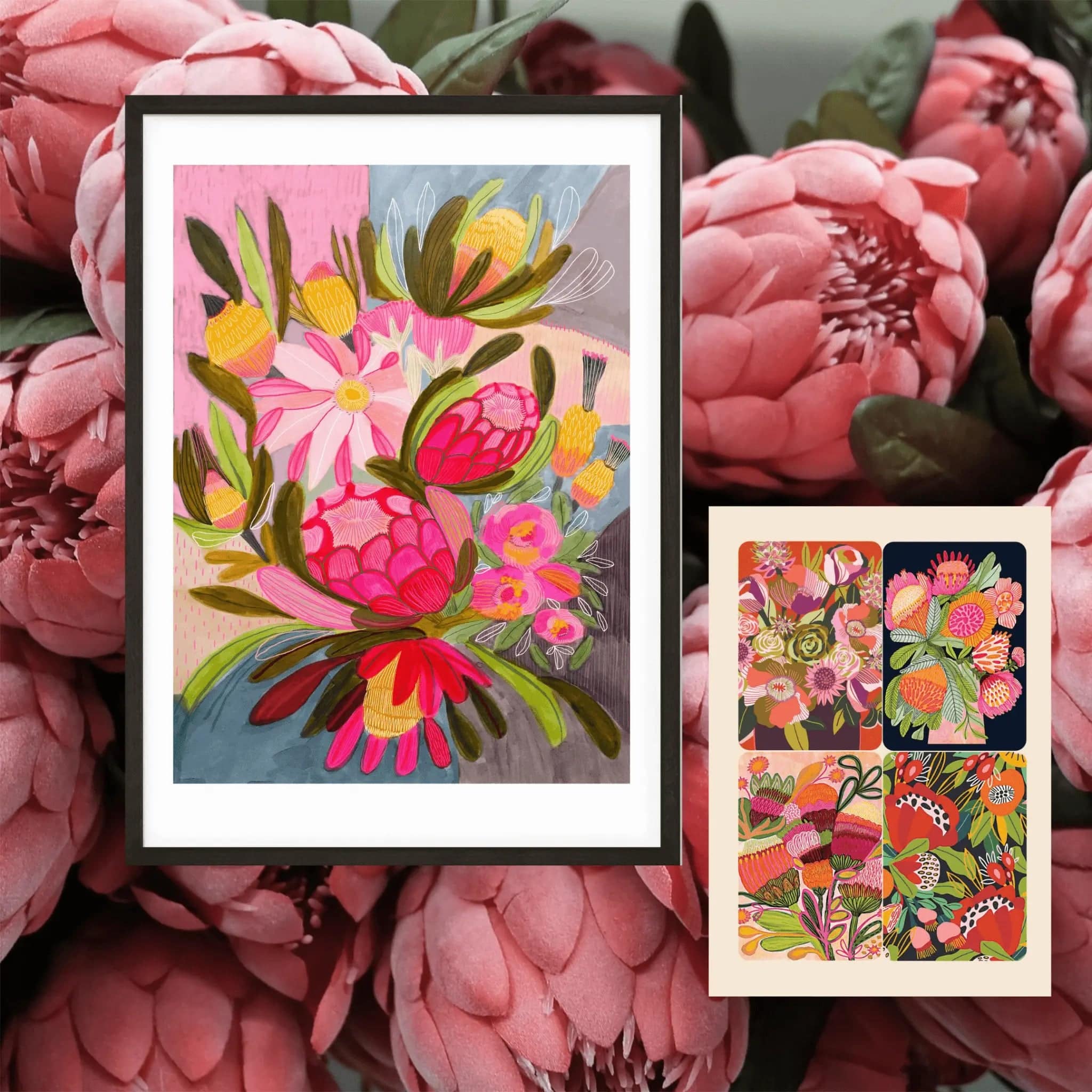 Australian Flowers Botanical Wall Art Gift Set - Floral Home Decor for Living Room, Bedroom & Office - Perfect Housewarming & Wedding Present